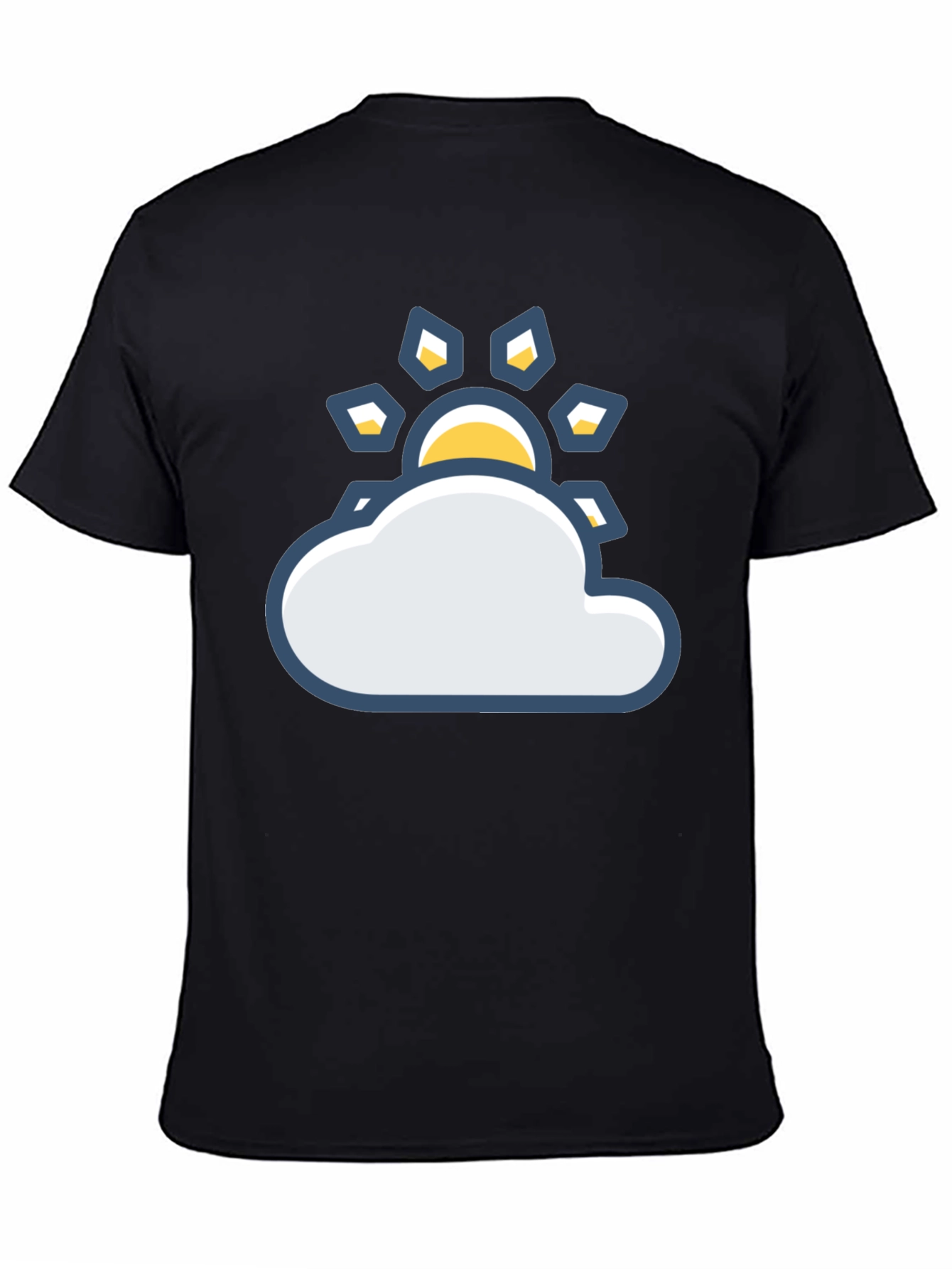 Sunny Day Cloud Graphic Tee - Black Cotton T-Shirt