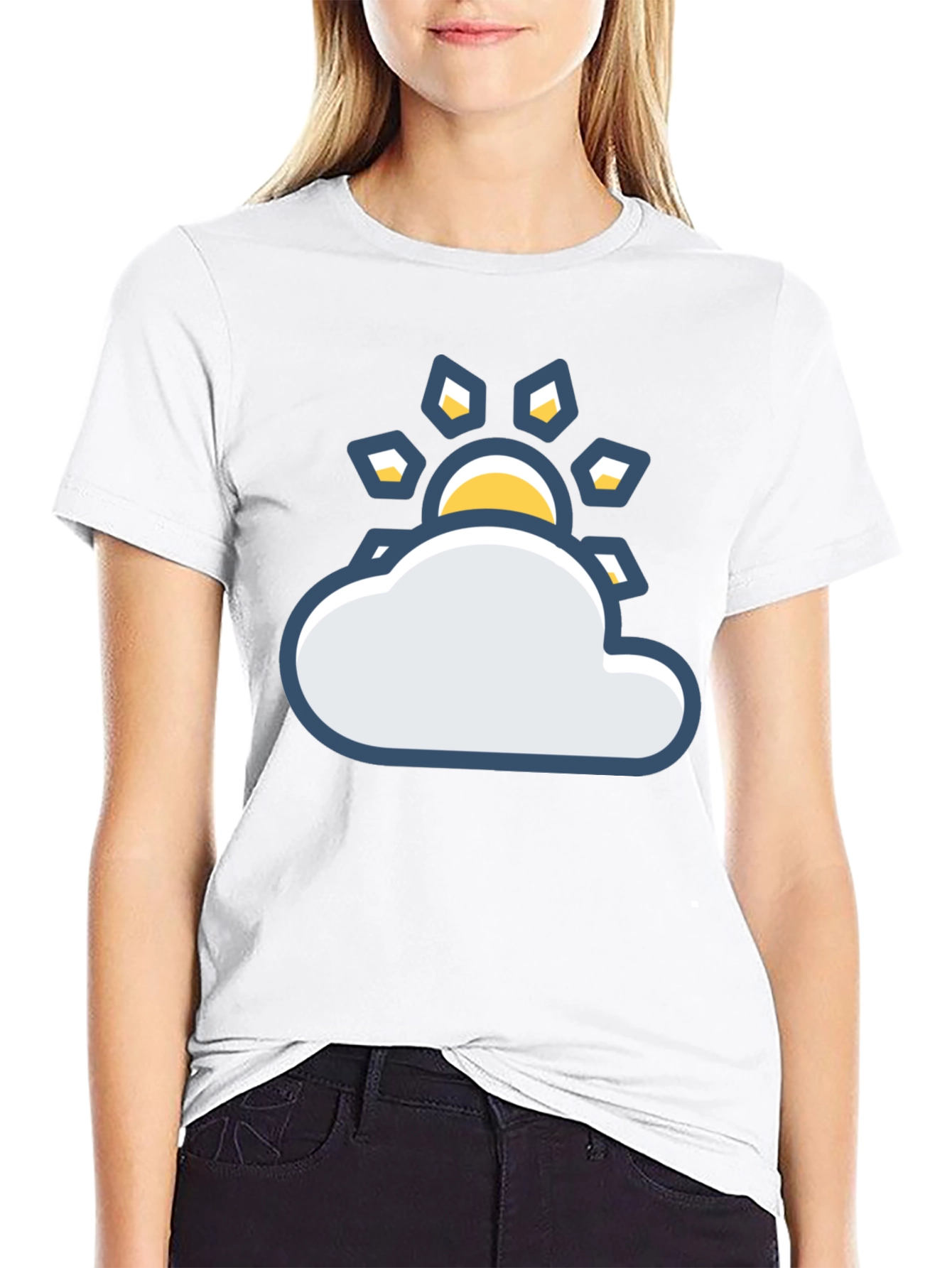 Sunny Day Cloud Graphic Tee - Black Cotton T-Shirt