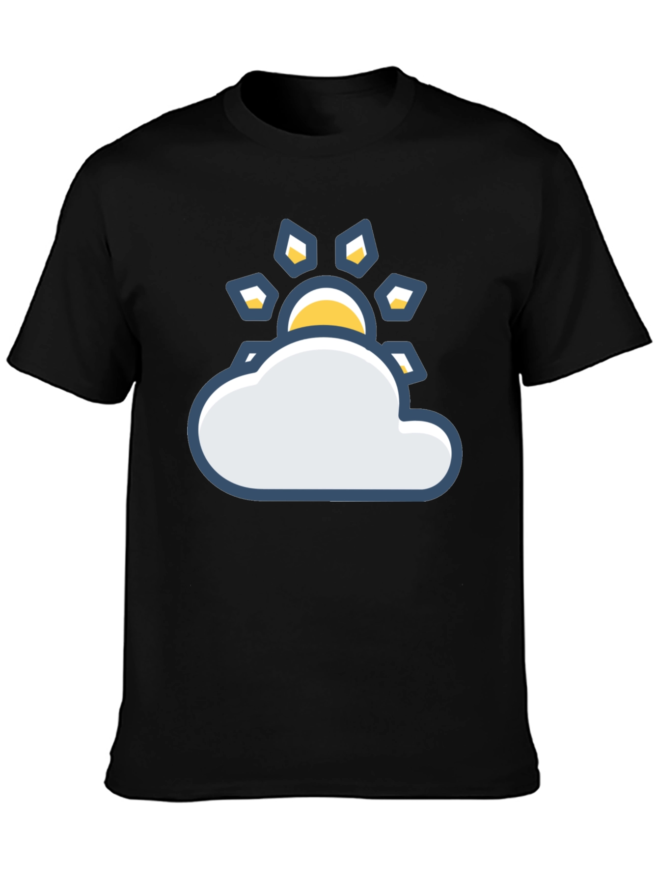 Sunny Day Cloud Graphic Tee - Black Cotton T-Shirt