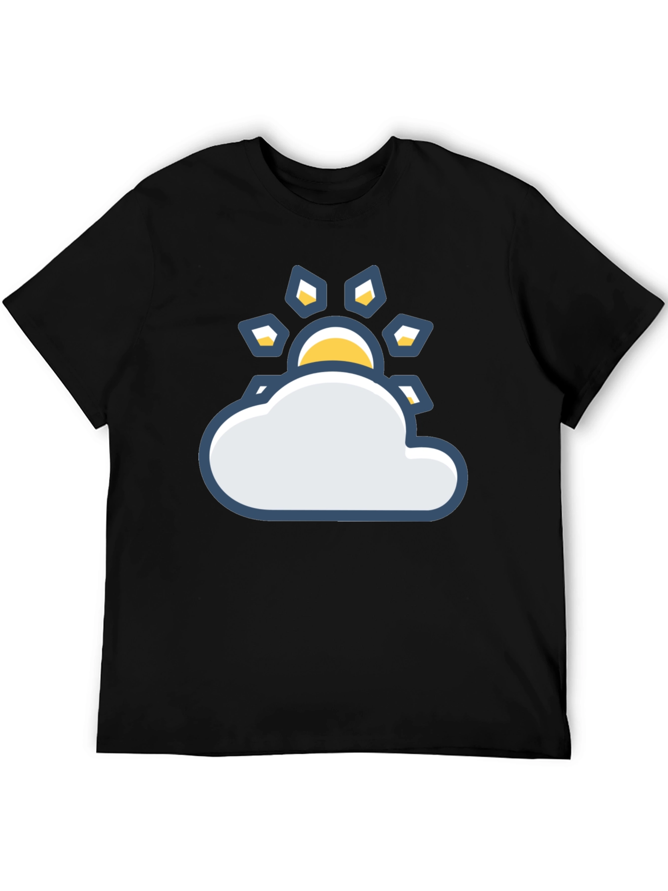 Sunny Day Cloud Graphic Tee - Black Cotton T-Shirt