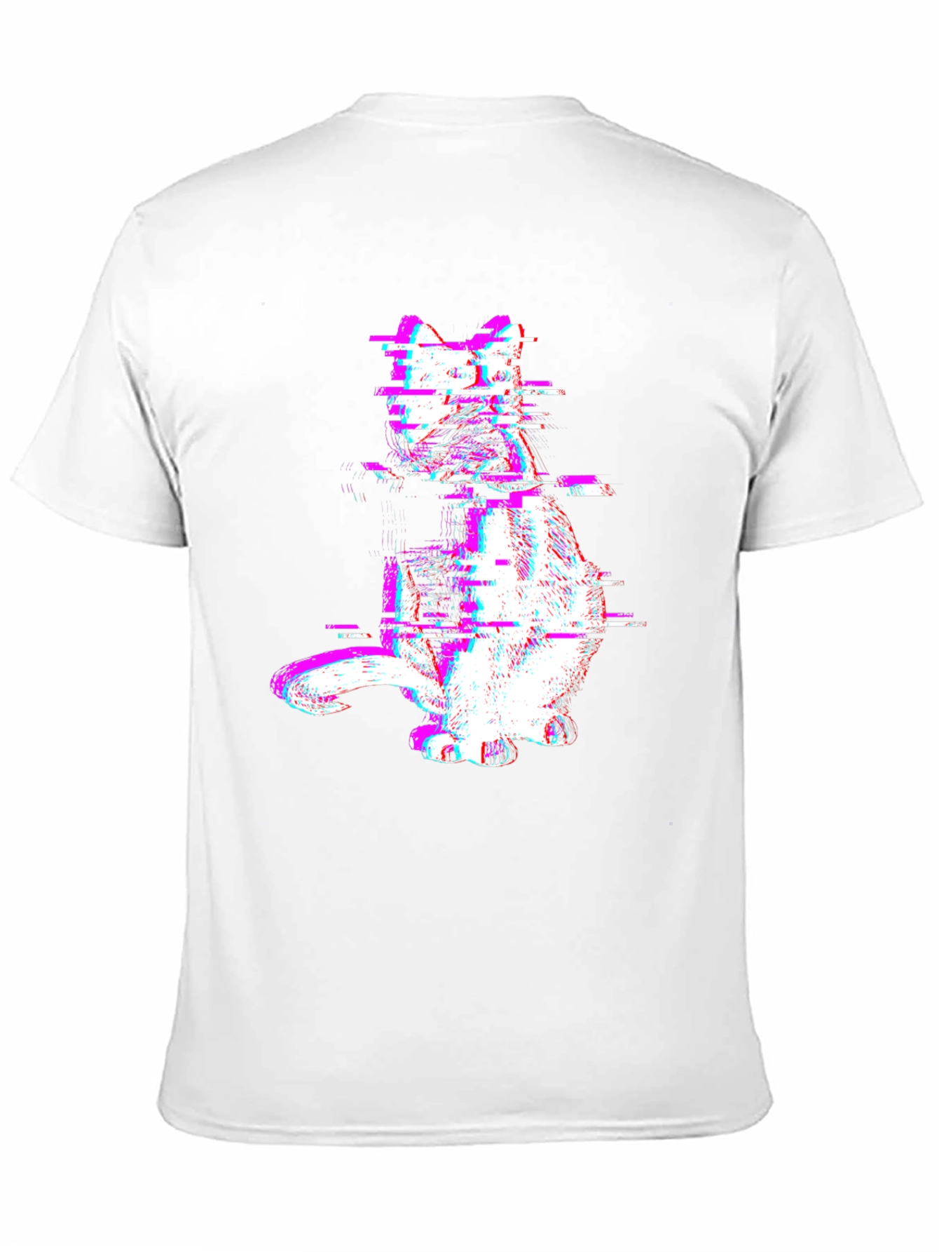 Glitch Cat Graphic Tee - Trendy Black T-Shirt