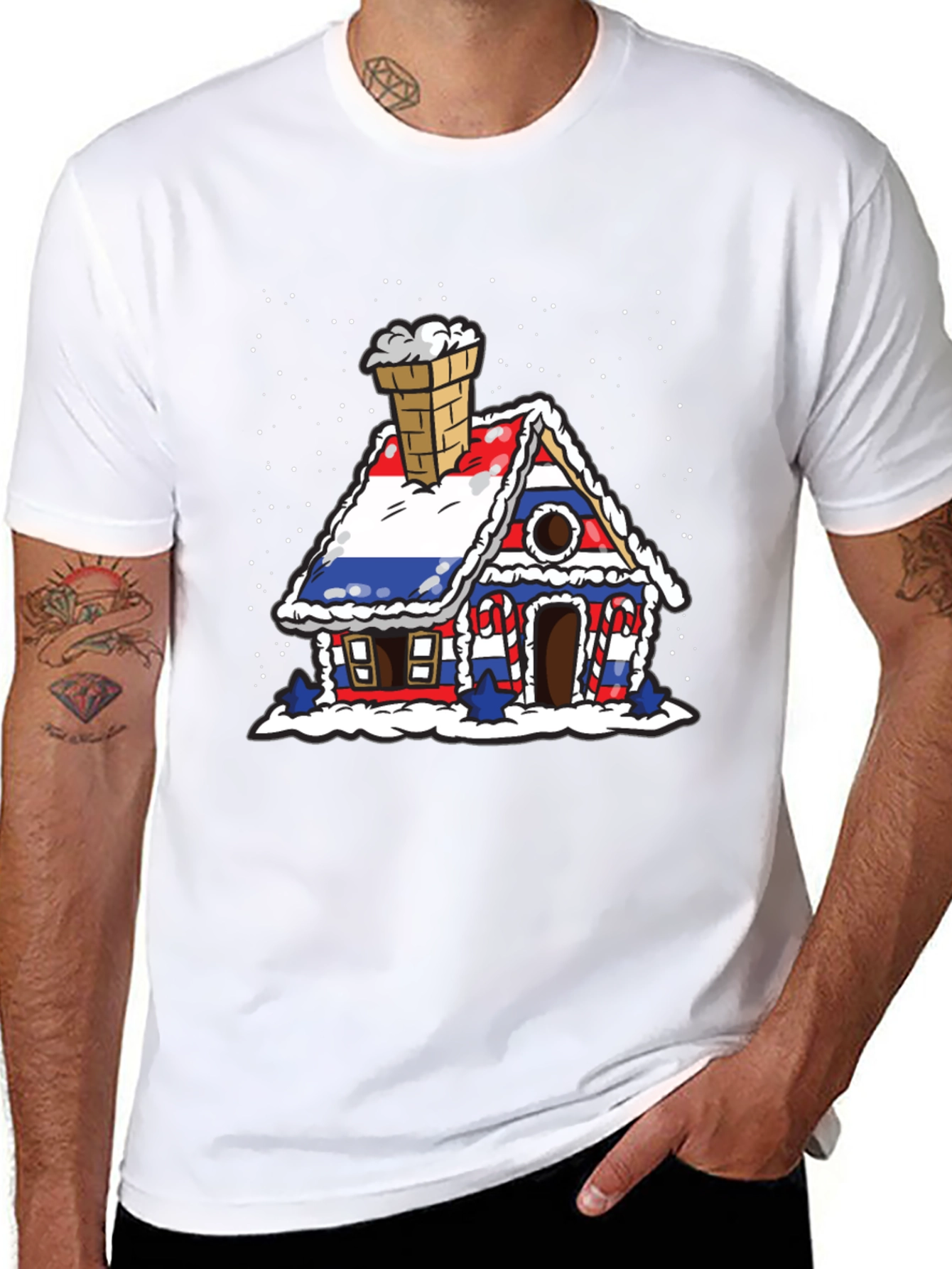 Gingerbread House Flag Graphic Tee