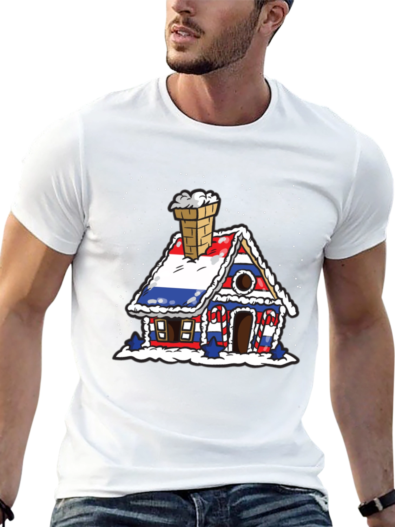 Gingerbread House Flag Graphic Tee
