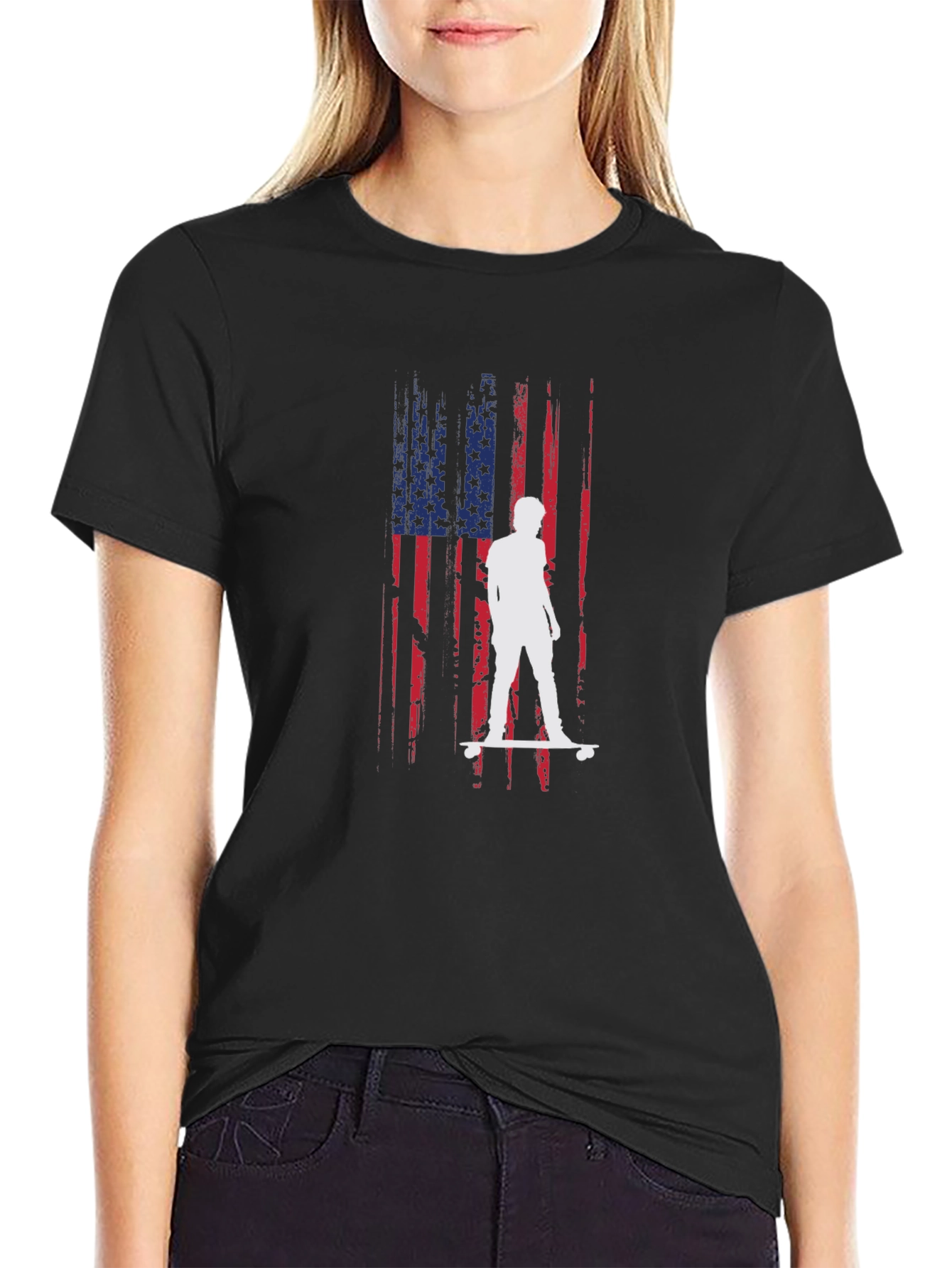 American Flag Skateboarder Graphic Tee
