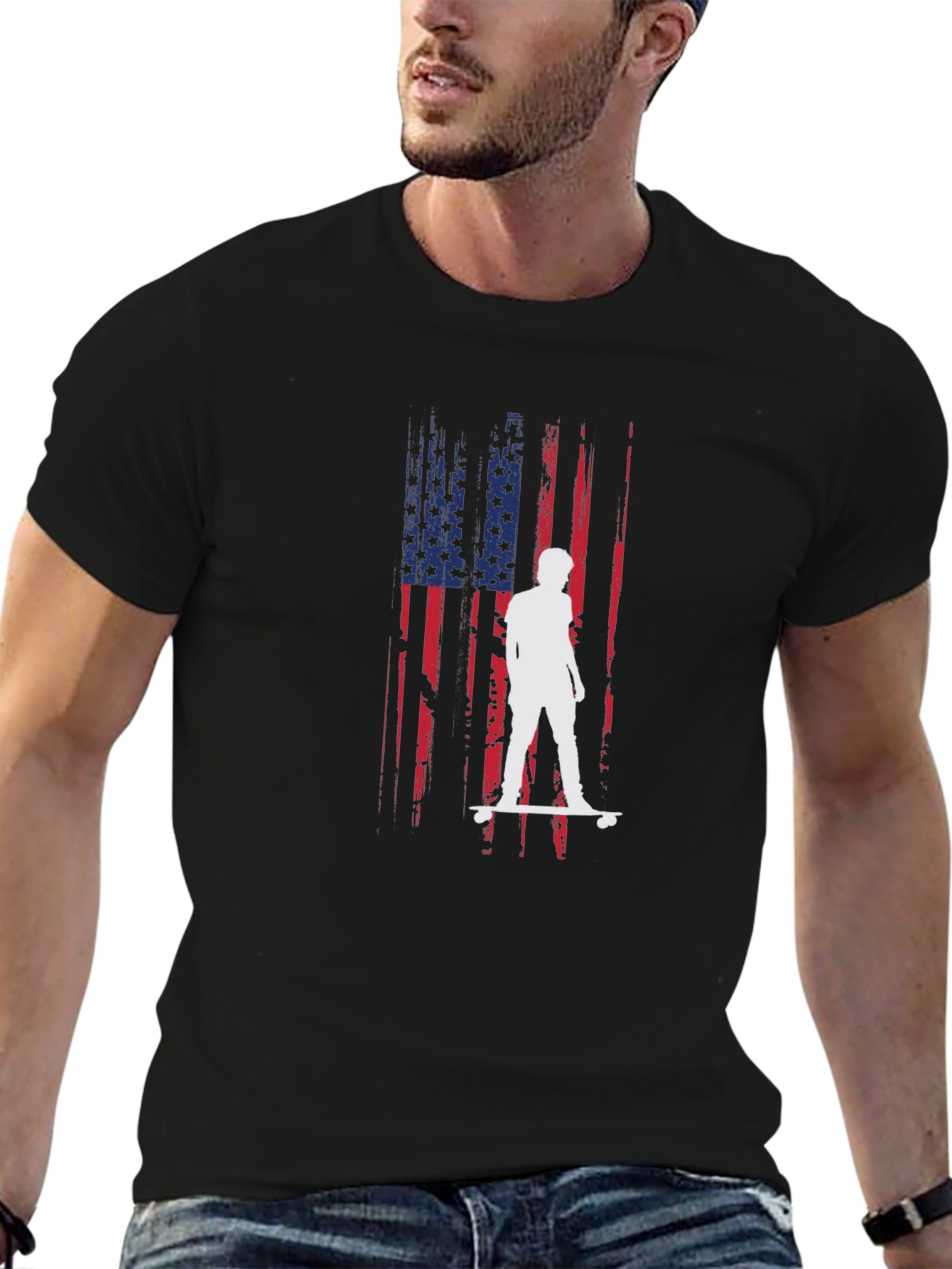 American Flag Skateboarder Graphic Tee