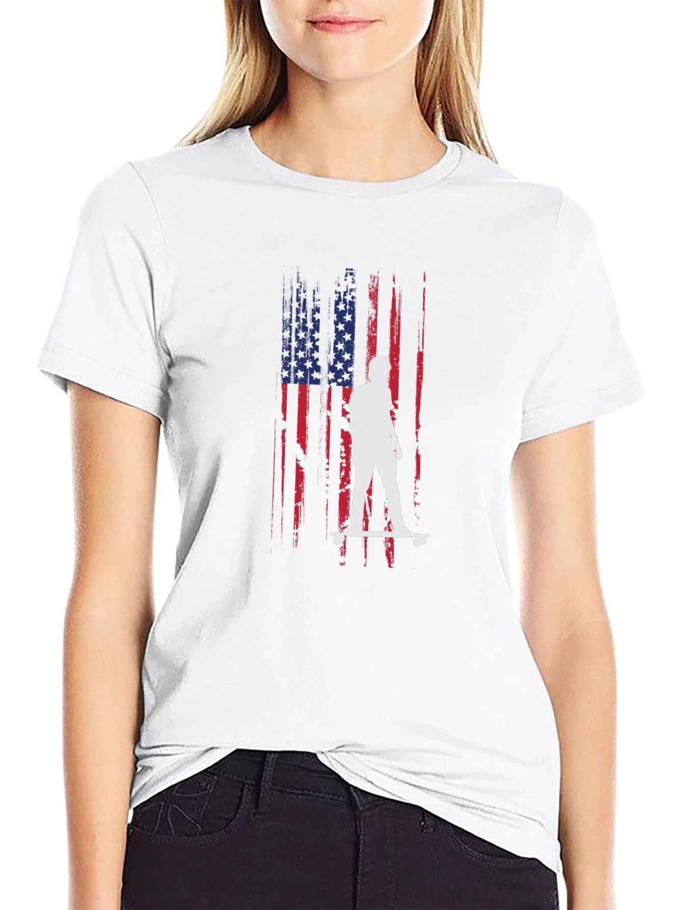 American Flag Skateboarder Graphic Tee