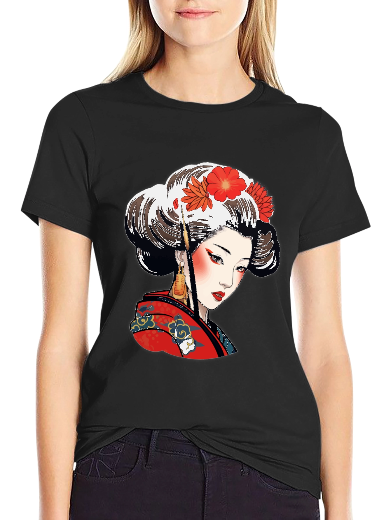 Geisha Graphic Black T-Shirt