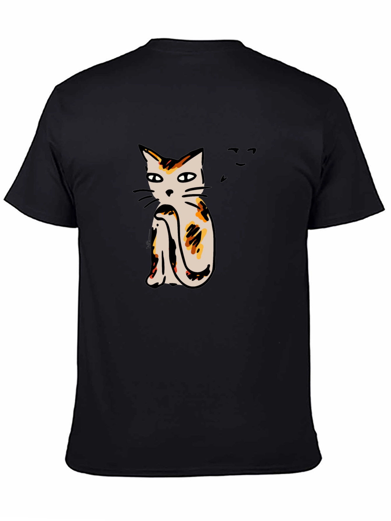 Cat Print Black T-Shirt