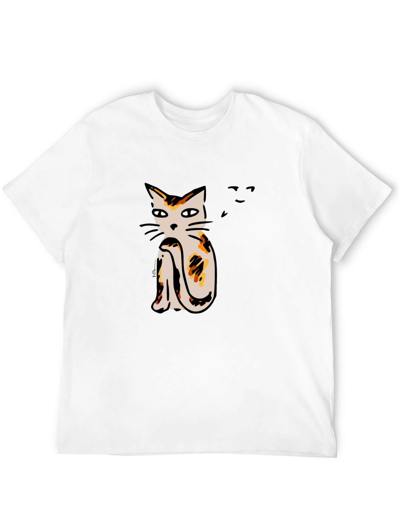 Cat Print Black T-Shirt