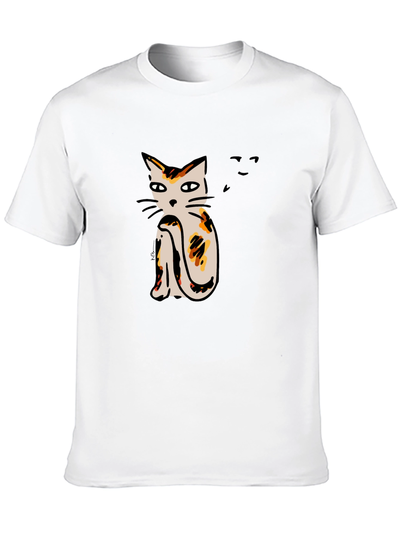 Cat Print Black T-Shirt