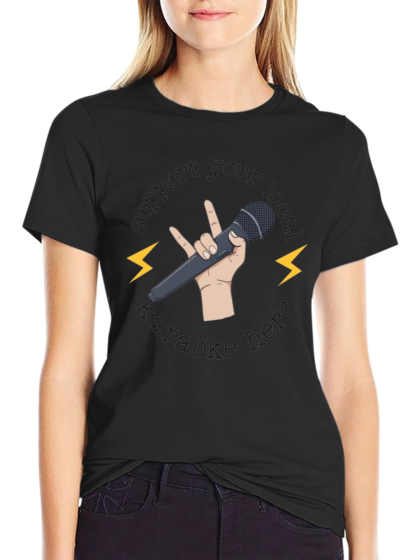 Support Your Local Karaoke Hero Graphic Tee