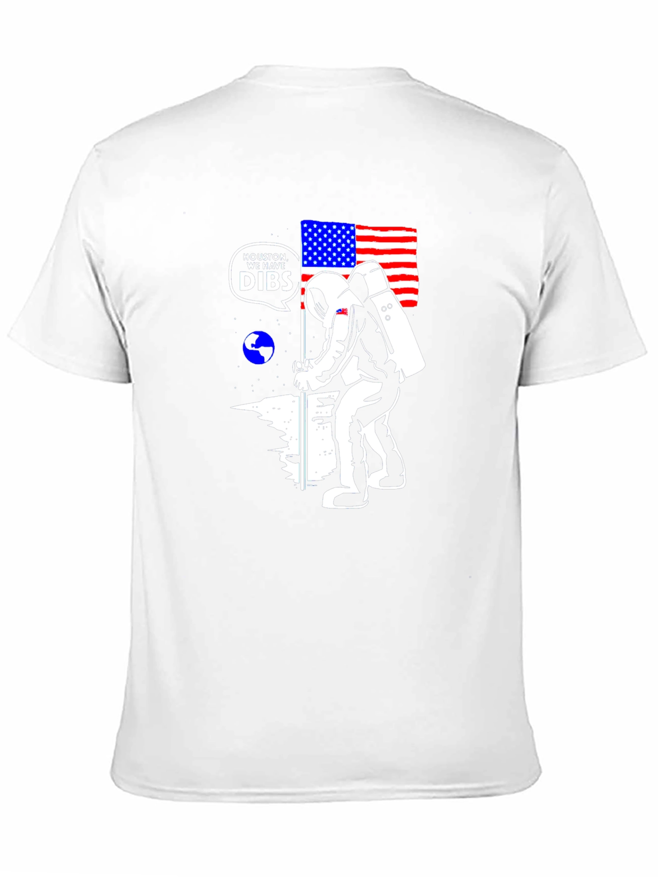 Astronaut USA Flag Moon Black T-Shirt