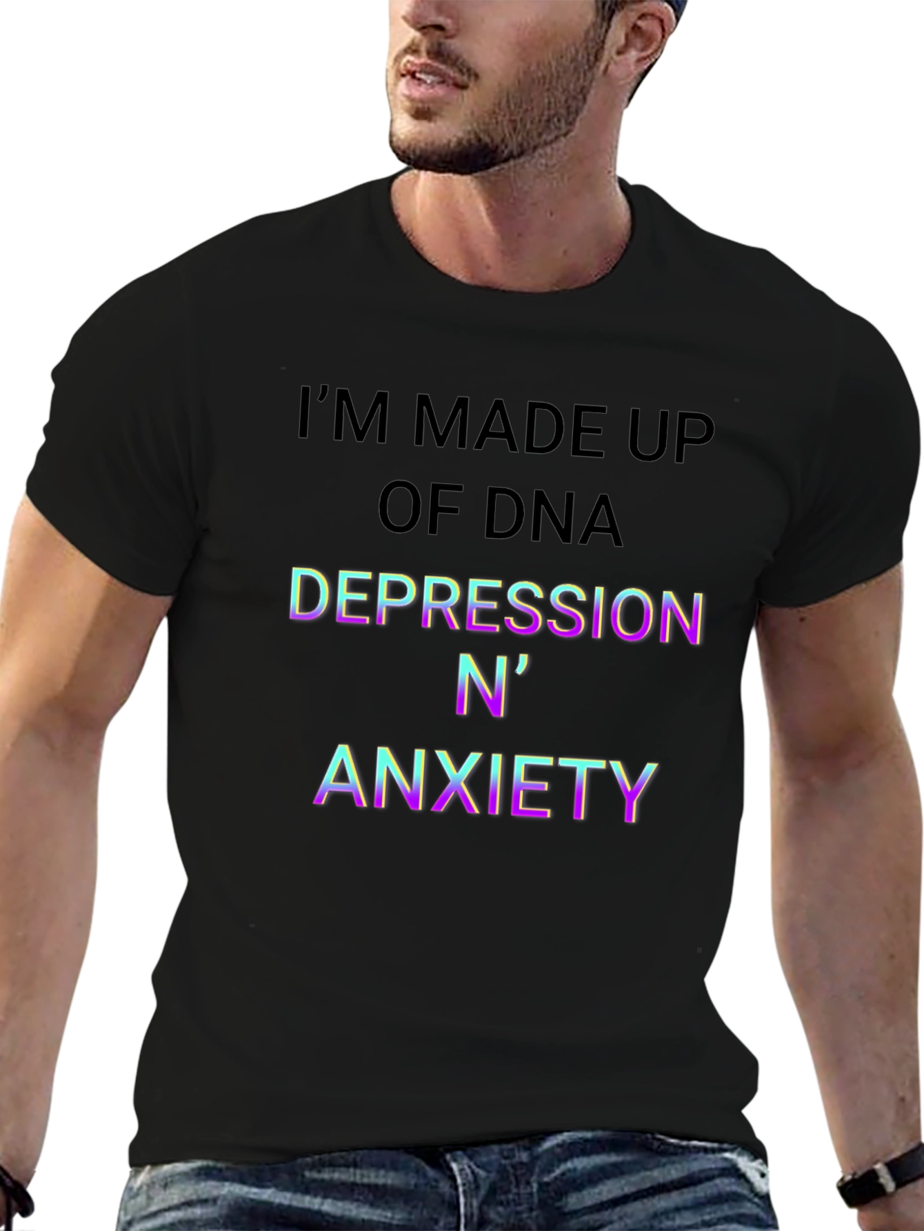DNA Depression Anxiety Mens Black T-Shirt