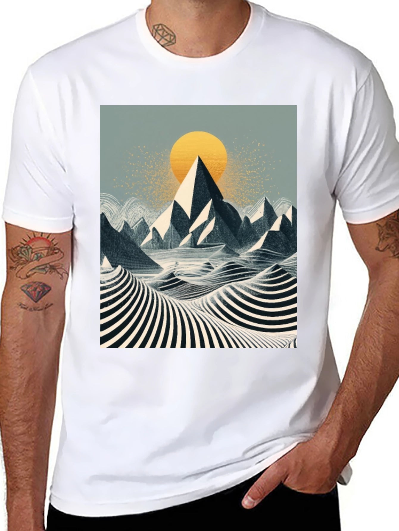 Mountain Sunset Graphic Tee - Black