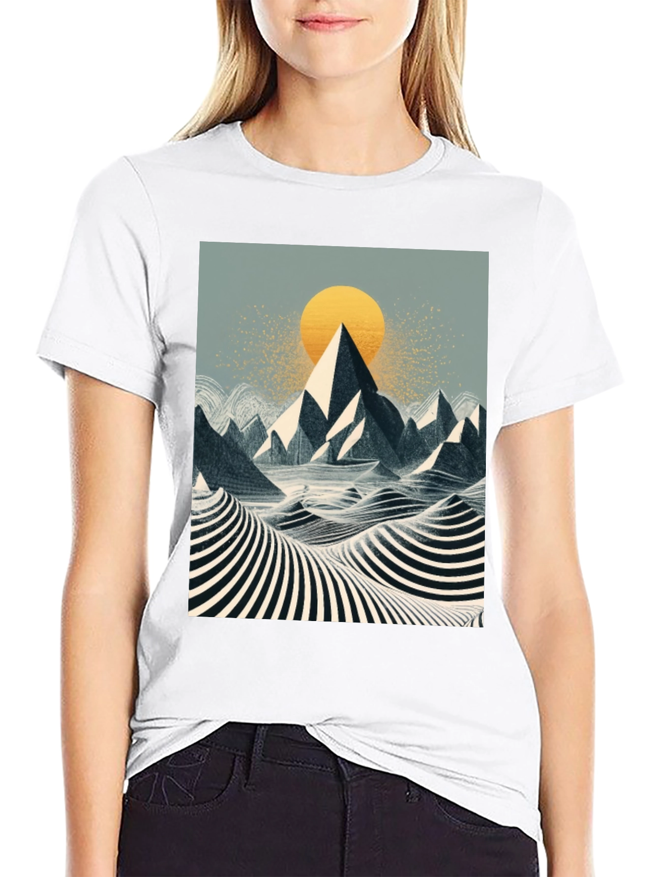 Mountain Sunset Graphic Tee - Black