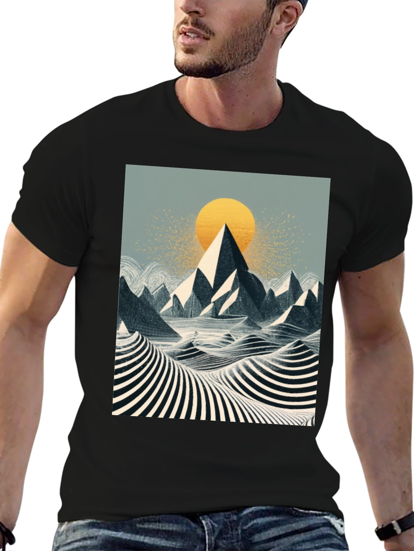 Mountain Sunset Graphic Tee - Black