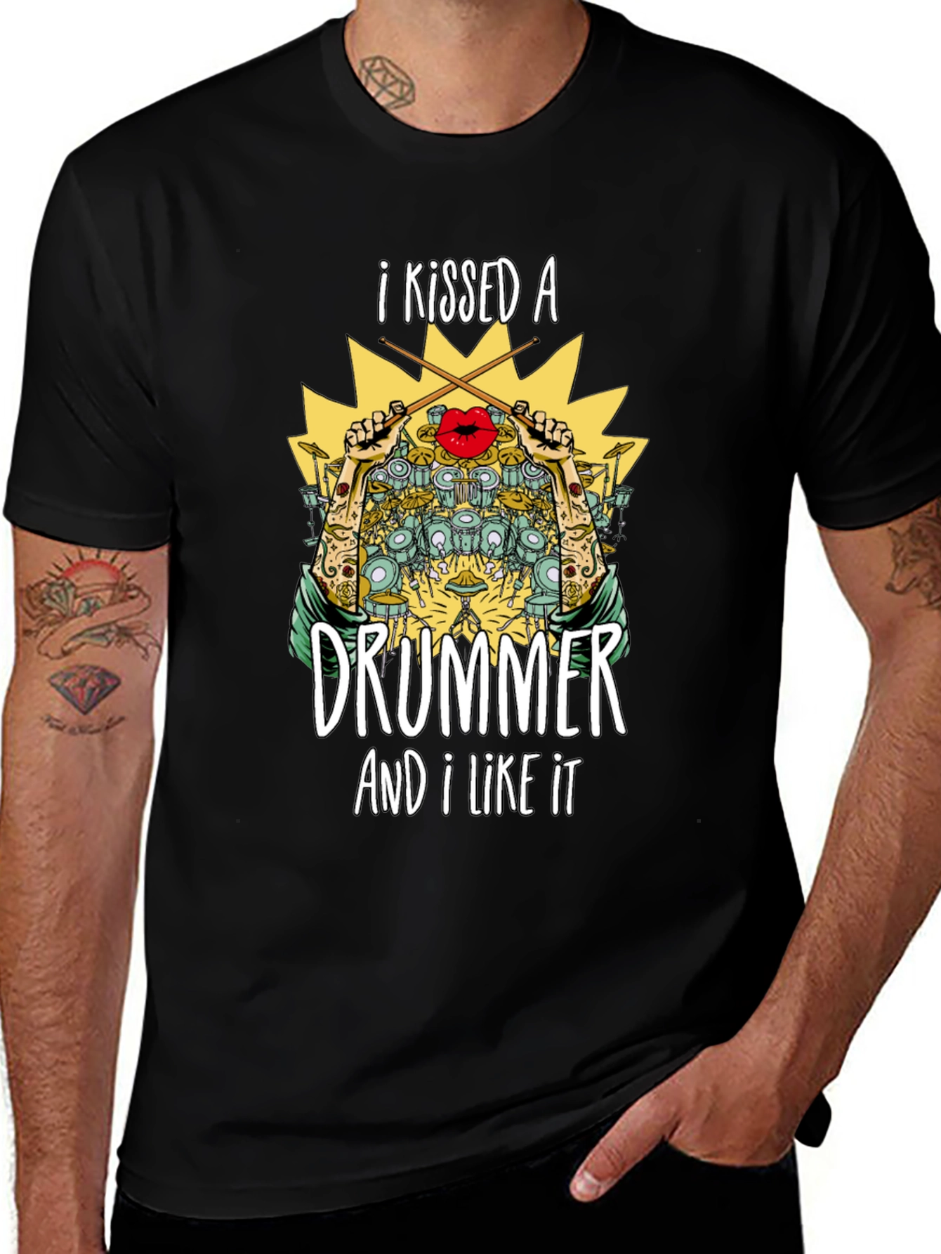 I Kissed a Drummer T-Shirt - Music Lover Tee