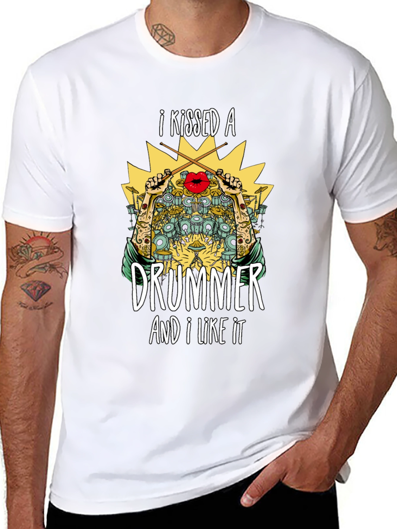 I Kissed a Drummer T-Shirt - Music Lover Tee
