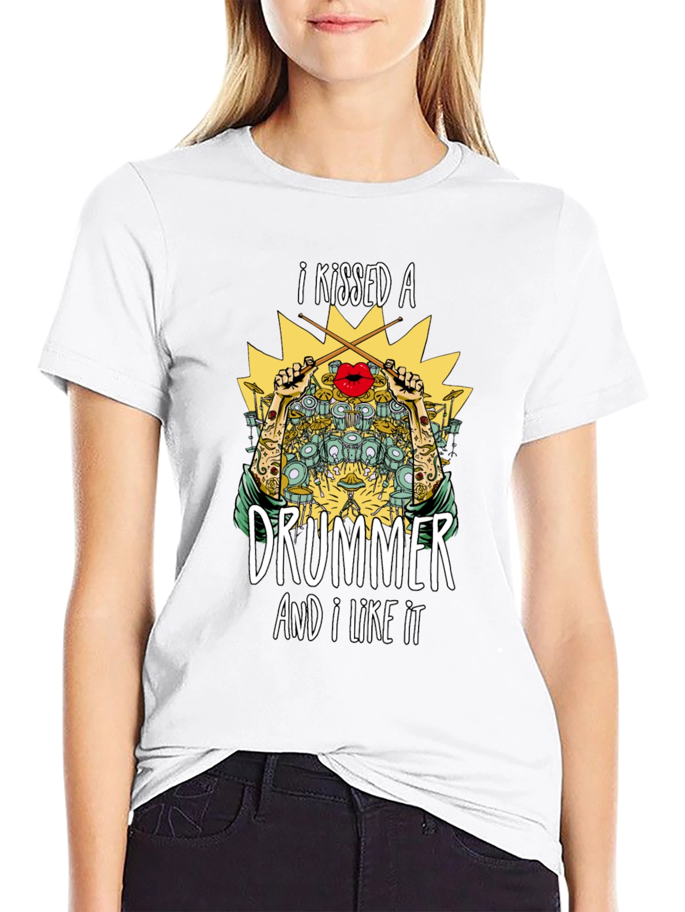 I Kissed a Drummer T-Shirt - Music Lover Tee
