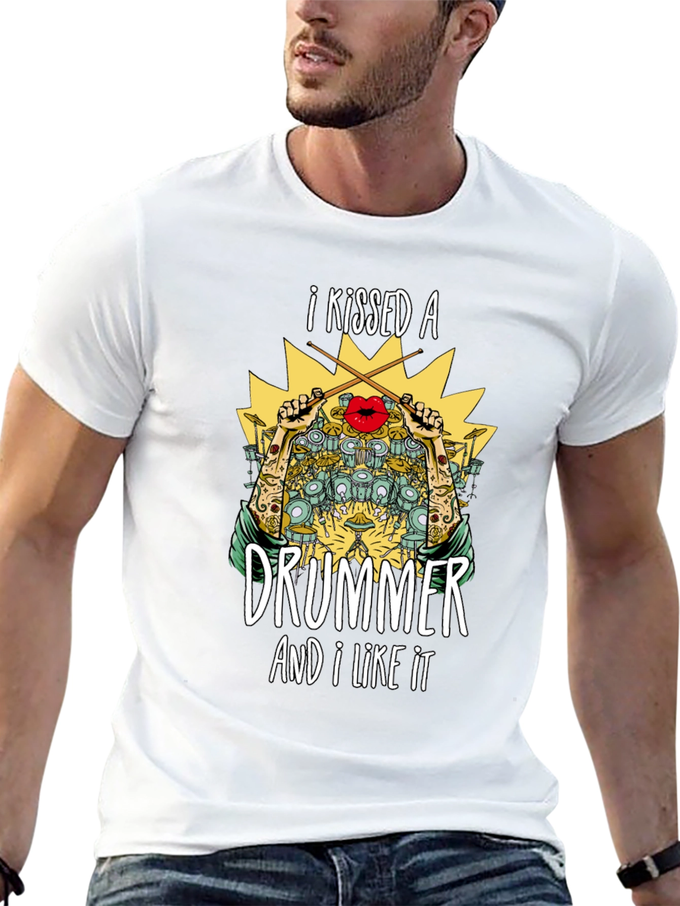 I Kissed a Drummer T-Shirt - Music Lover Tee
