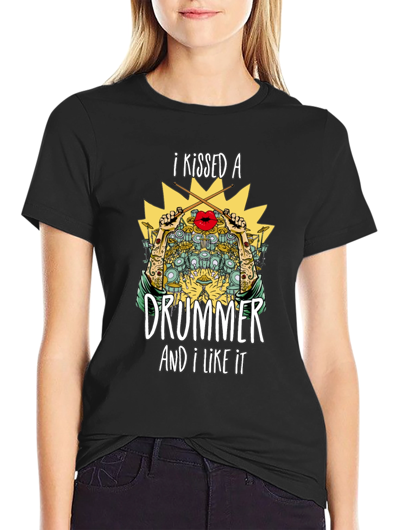 I Kissed a Drummer T-Shirt - Music Lover Tee
