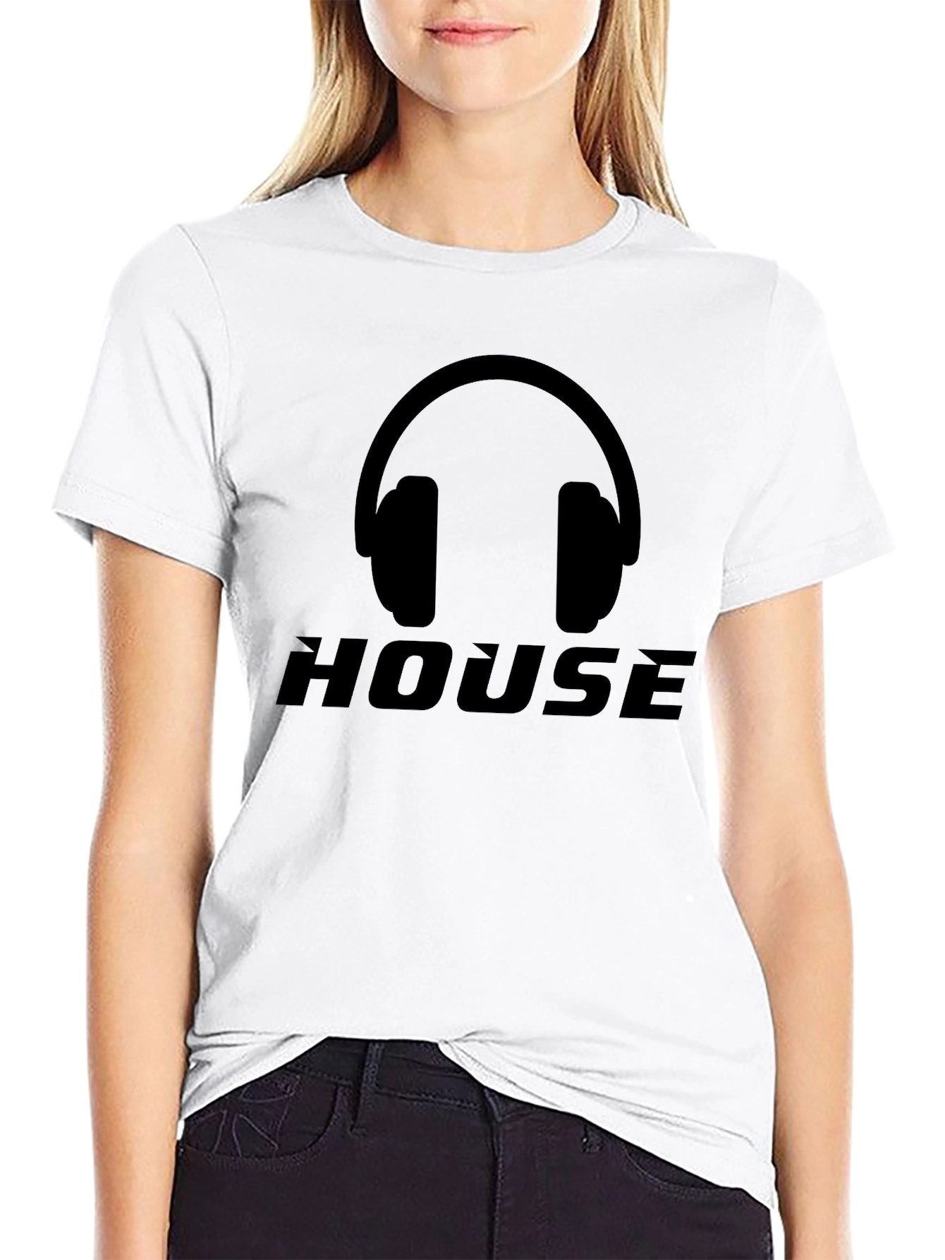 House Music Headphones Graphic Black T-Shirt
