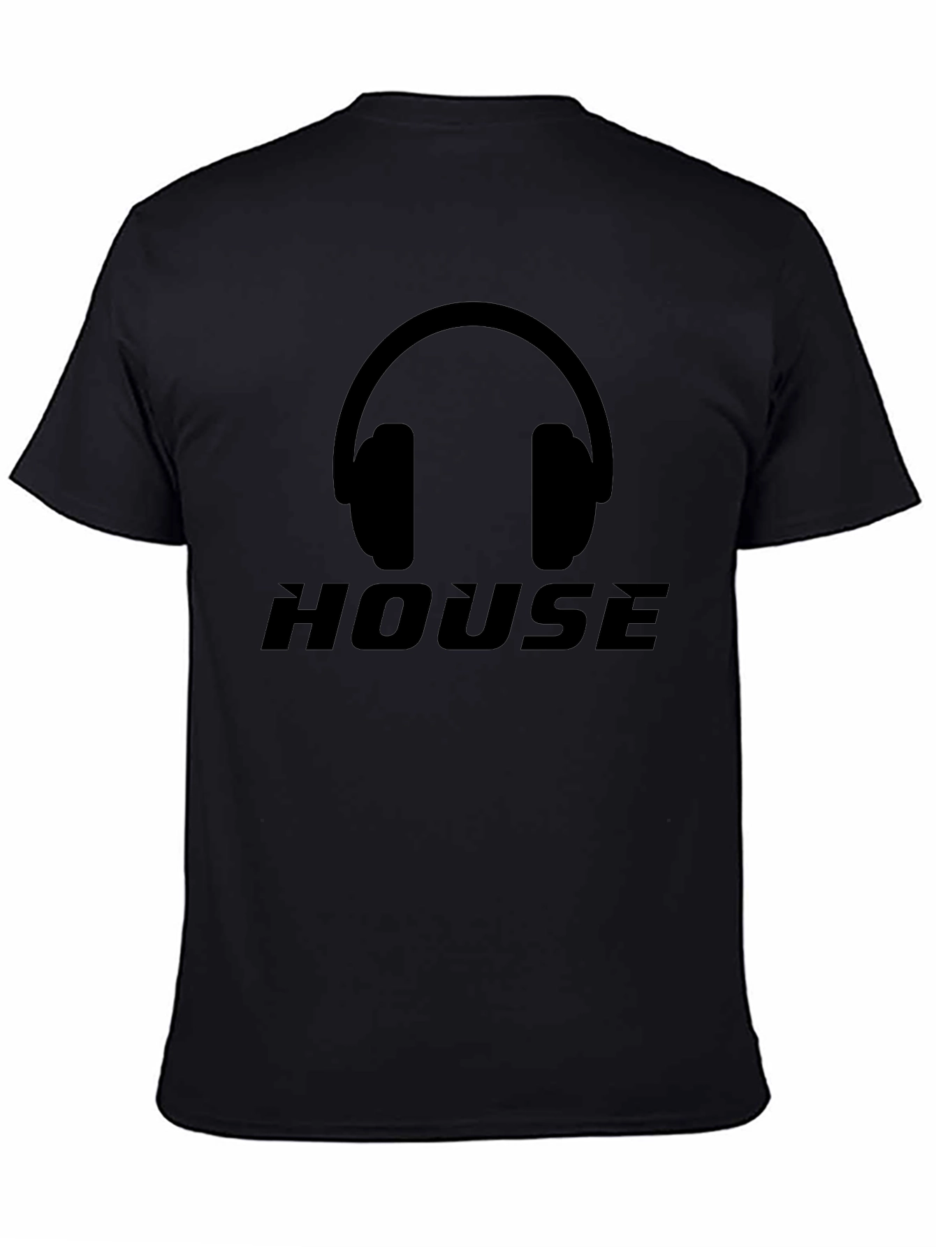 House Music Headphones Graphic Black T-Shirt