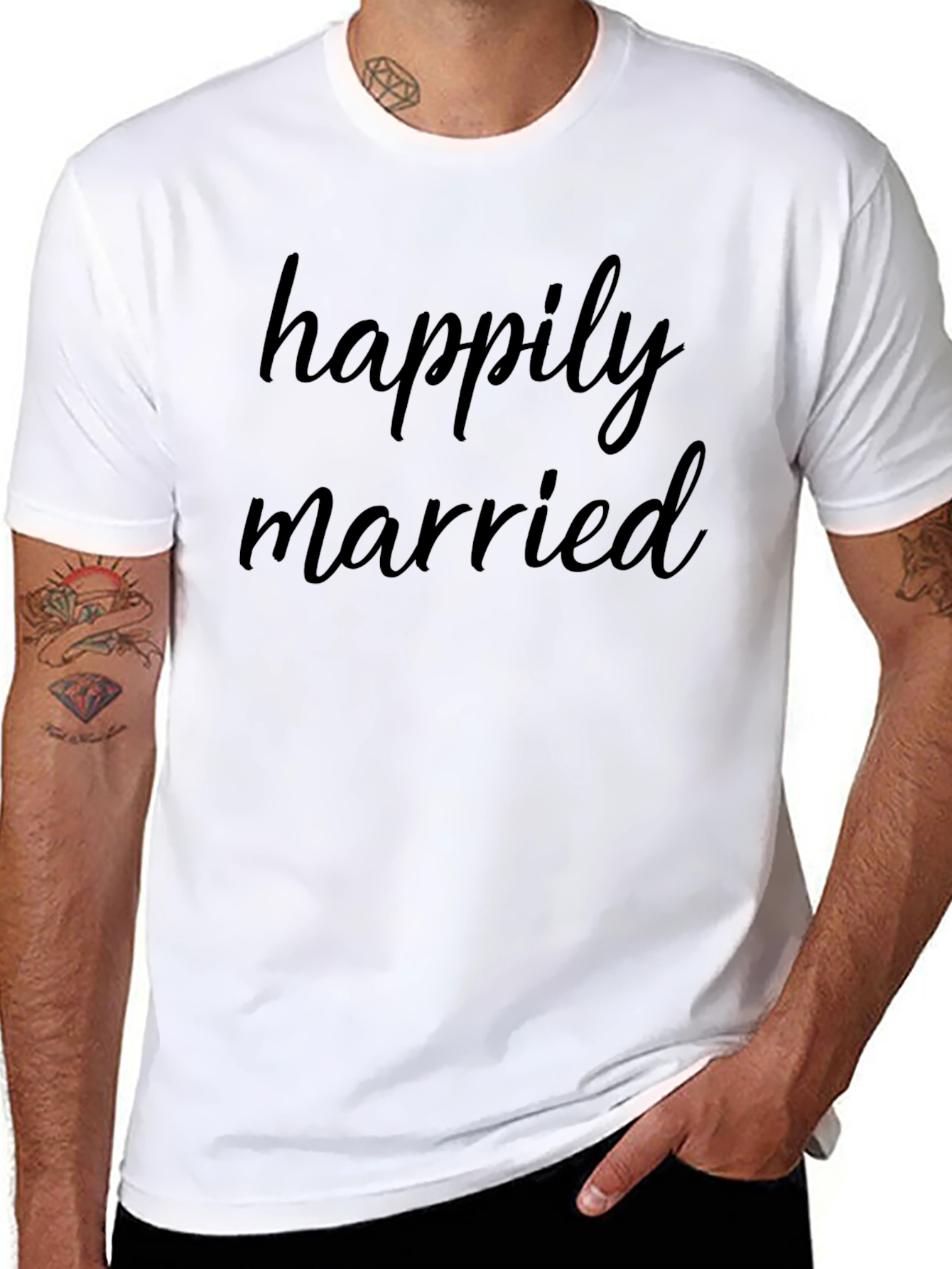 Happily Married Crewneck T-Shirt
