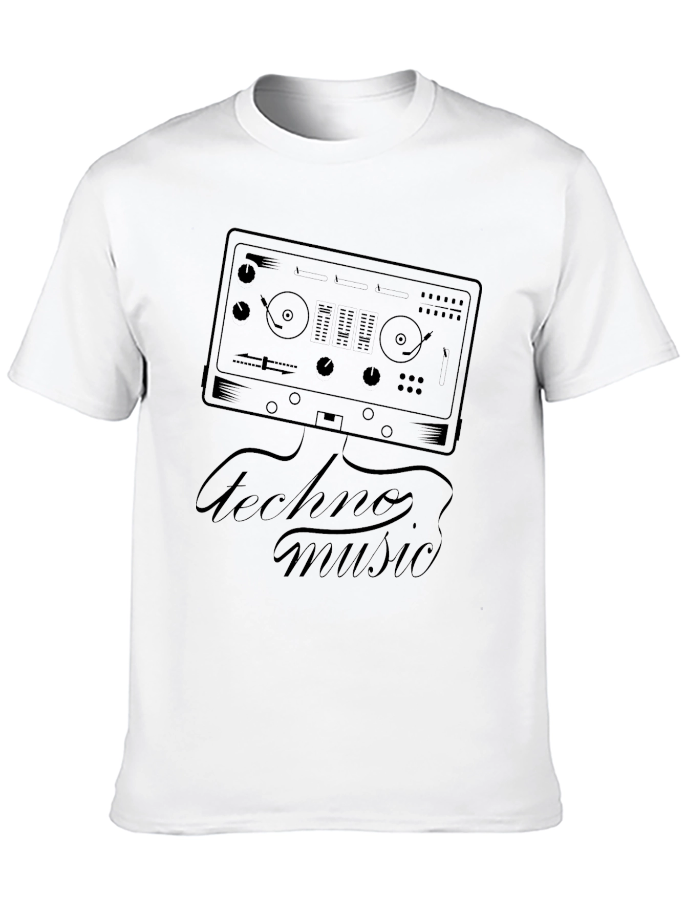 Techno Music DJ Mixer Graphic T-Shirt - Black