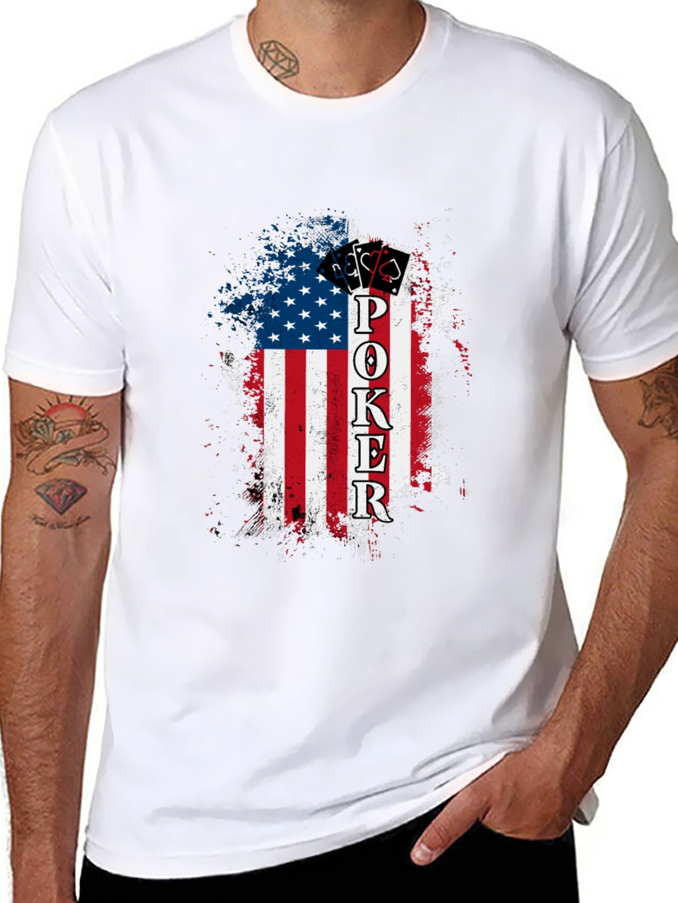 Poker American Flag Graphic Tee