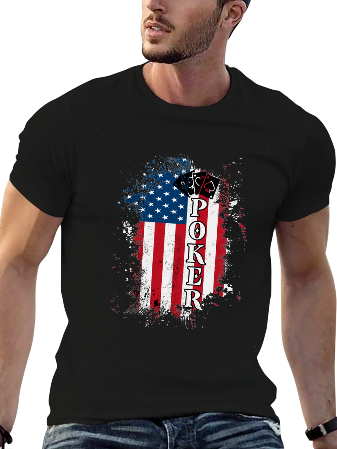 Poker American Flag Graphic Tee