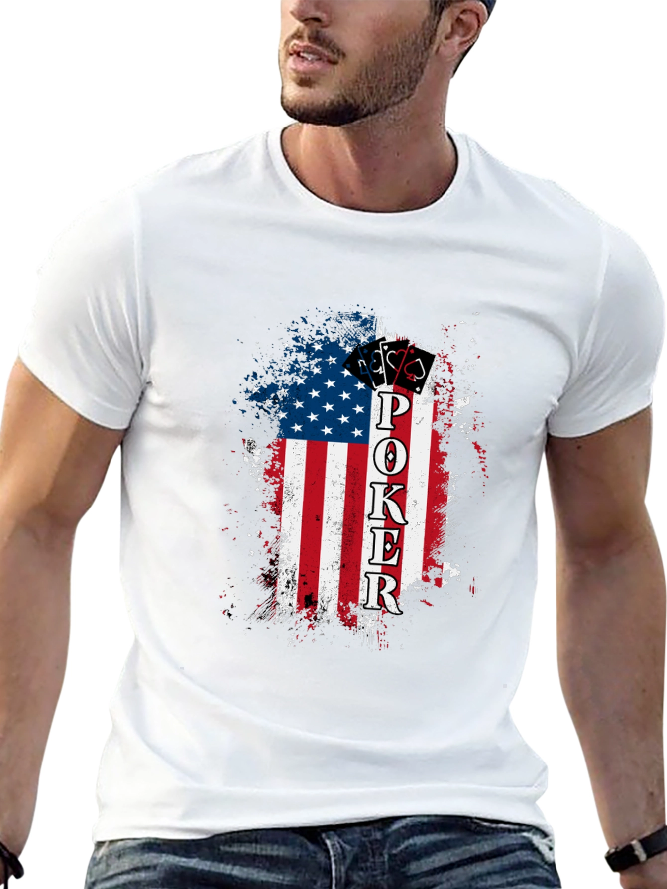 Poker American Flag Graphic Tee