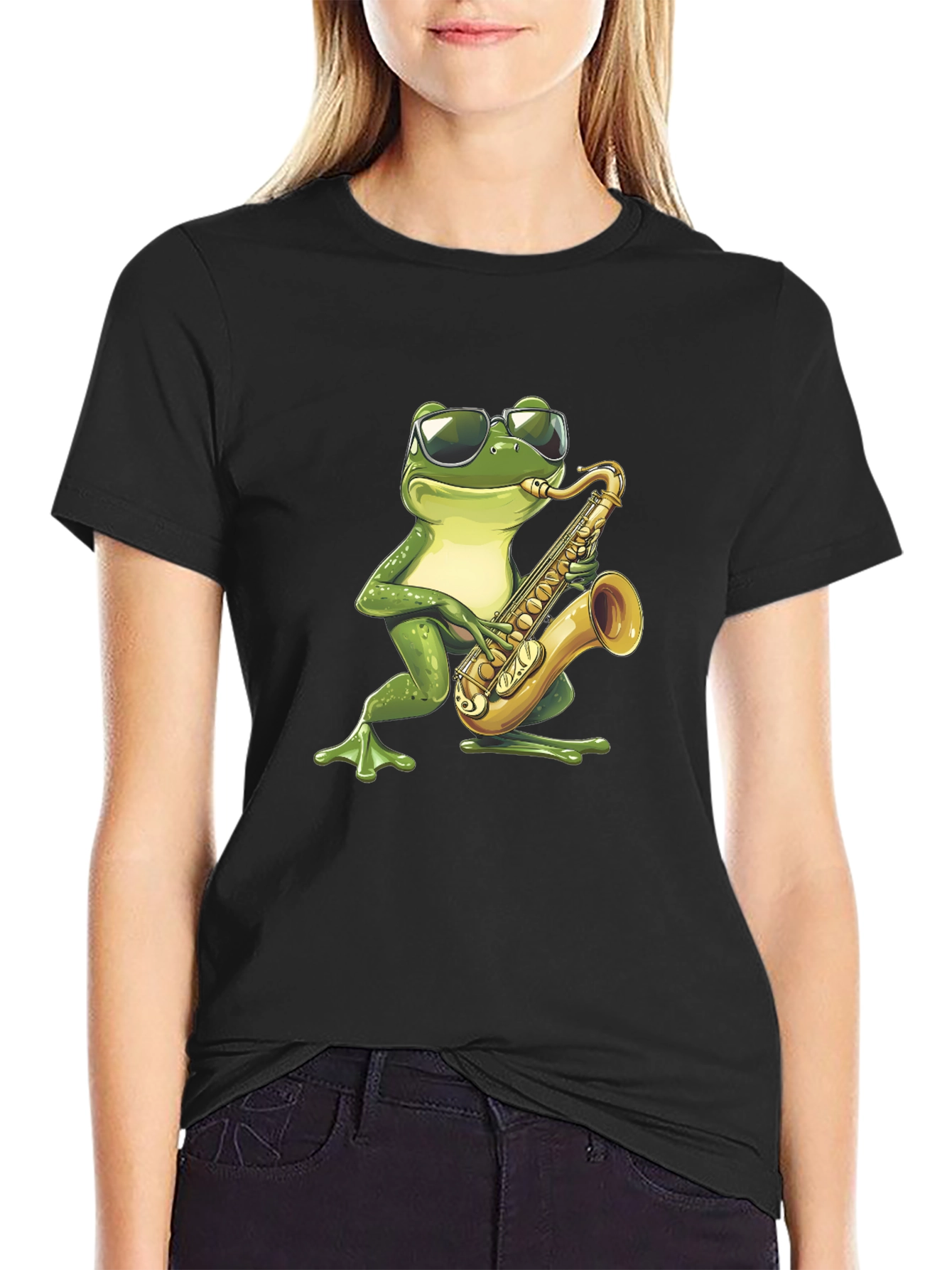 Frog Sax Player Graphic T-Shirt