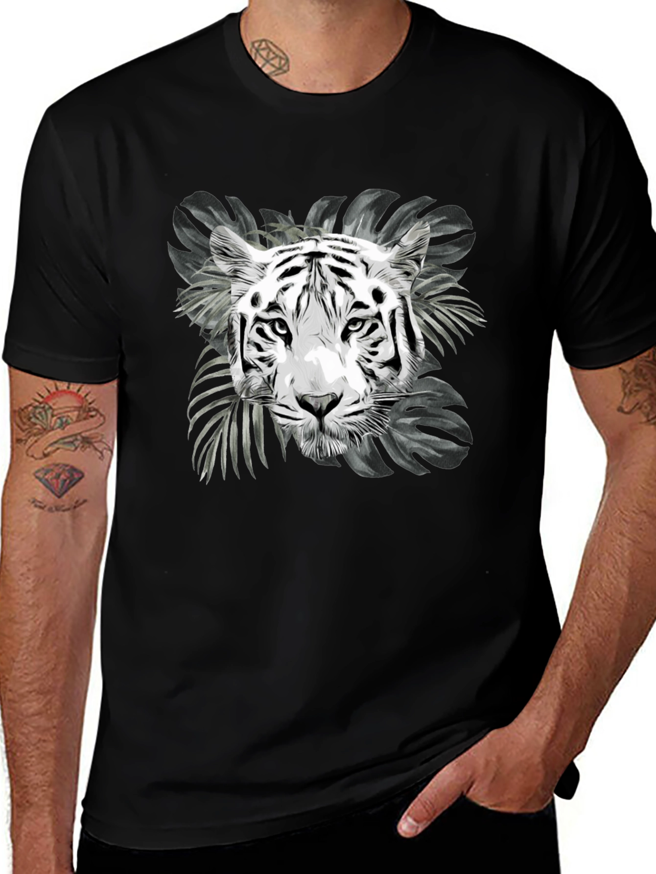 Tiger Graphic Tee - Black Animal Print T-Shirt