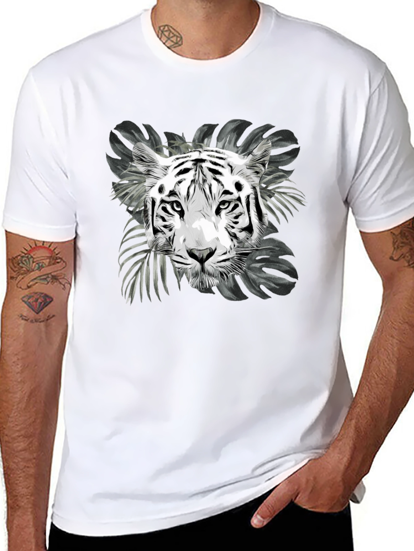 Tiger Graphic Tee - Black Animal Print T-Shirt