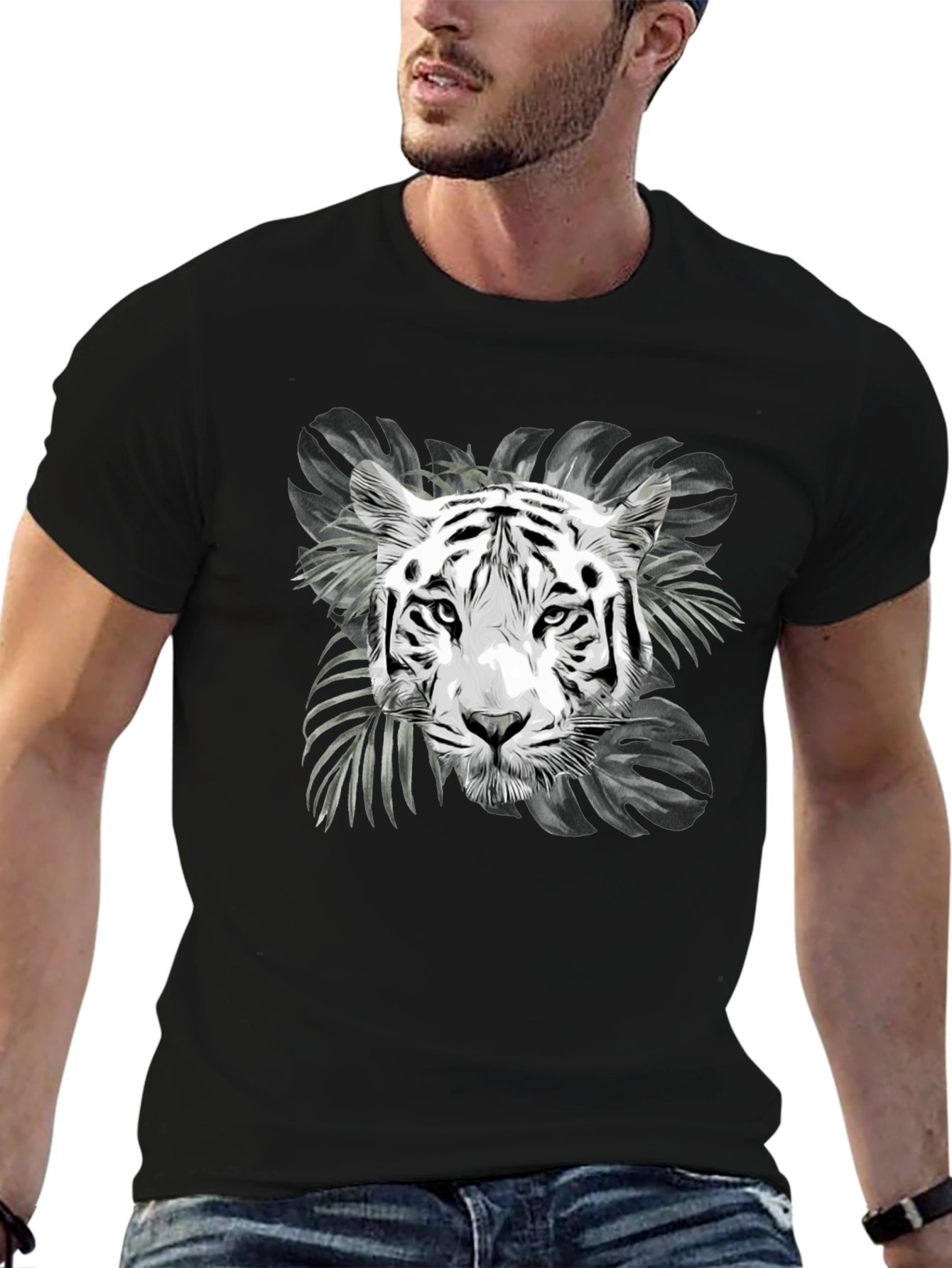 Tiger Graphic Tee - Black Animal Print T-Shirt