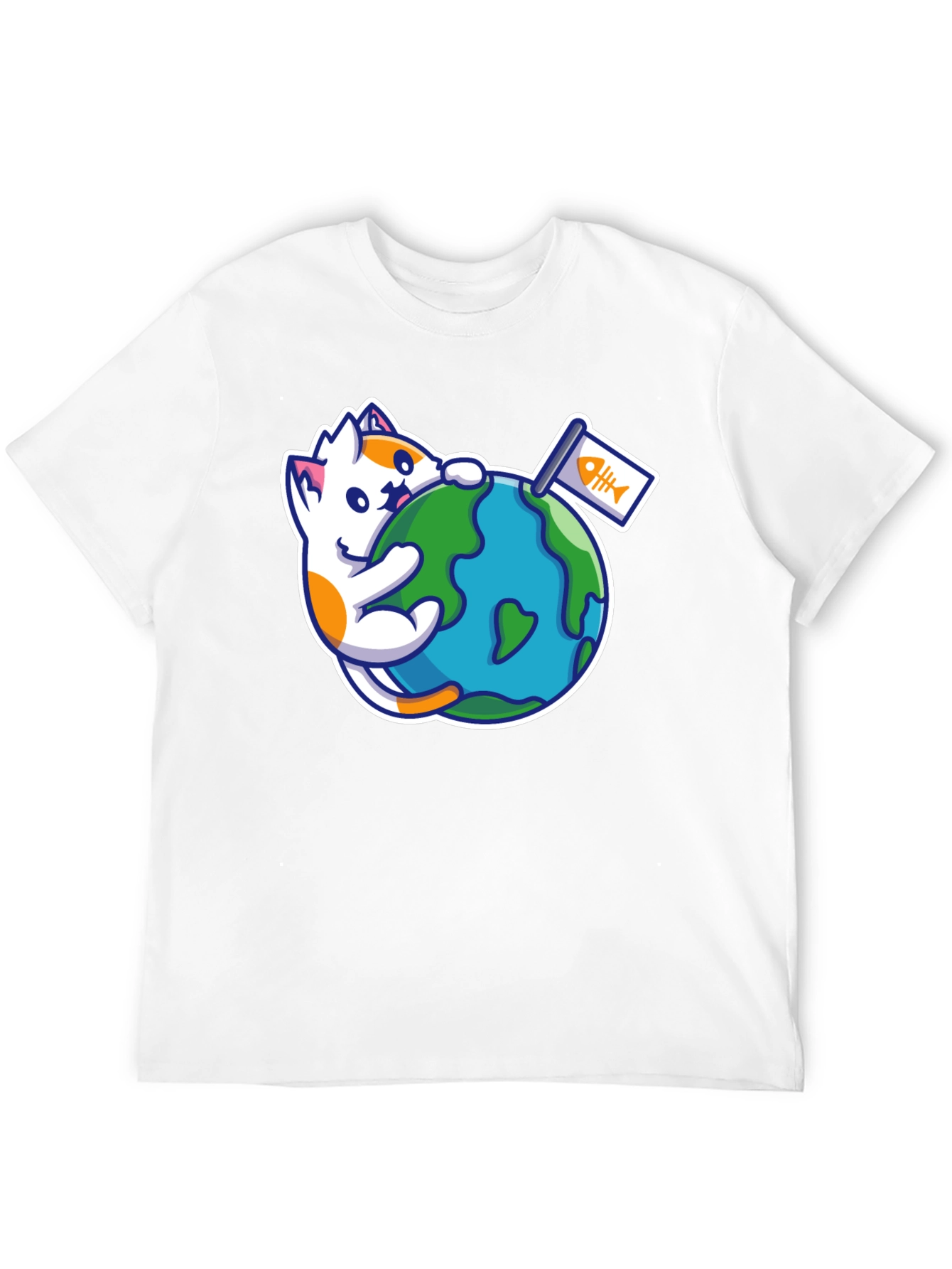 Cute Cat Hugging Earth T-Shirt - Global Purr-tection