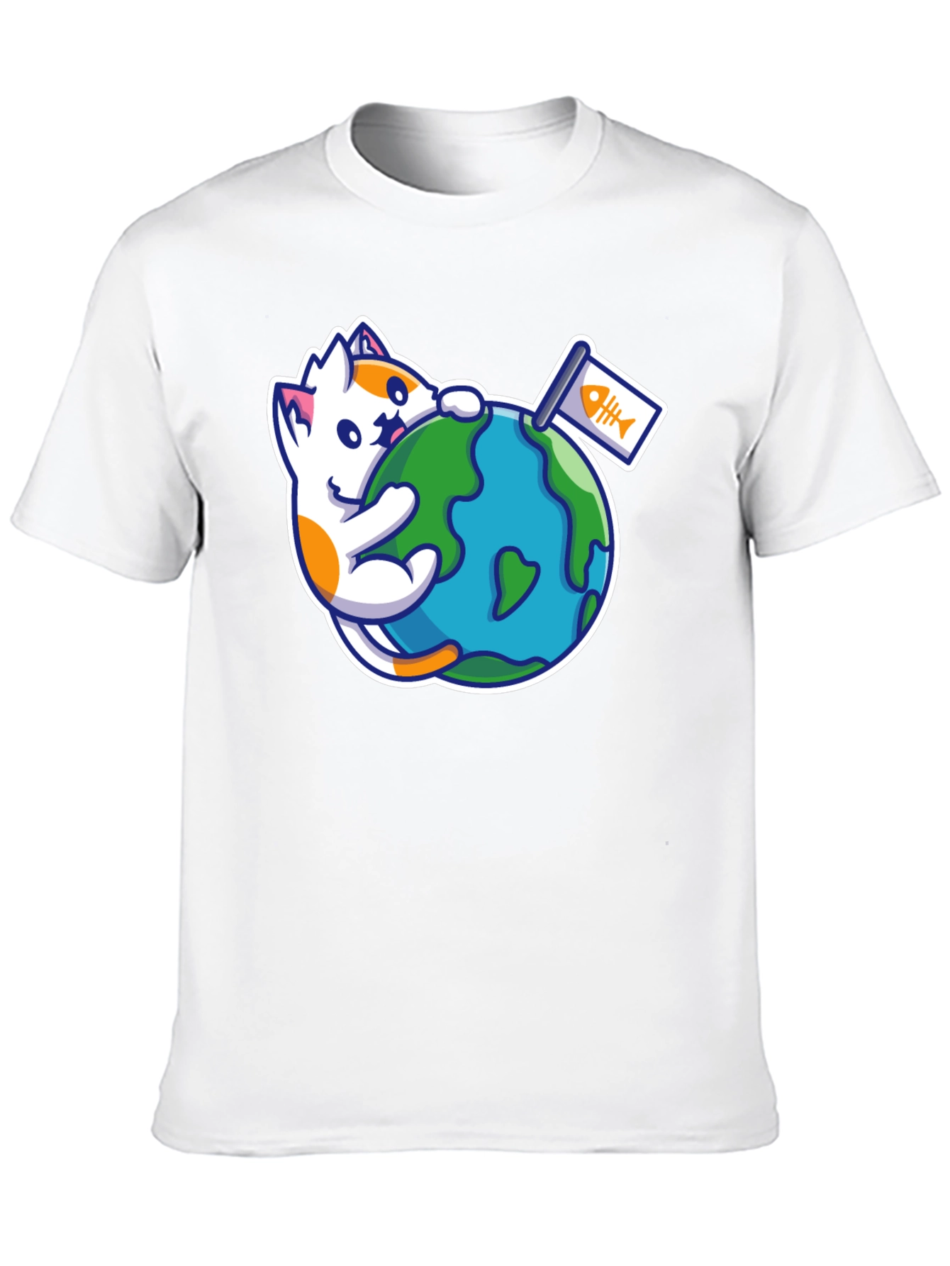 Cute Cat Hugging Earth T-Shirt - Global Purr-tection