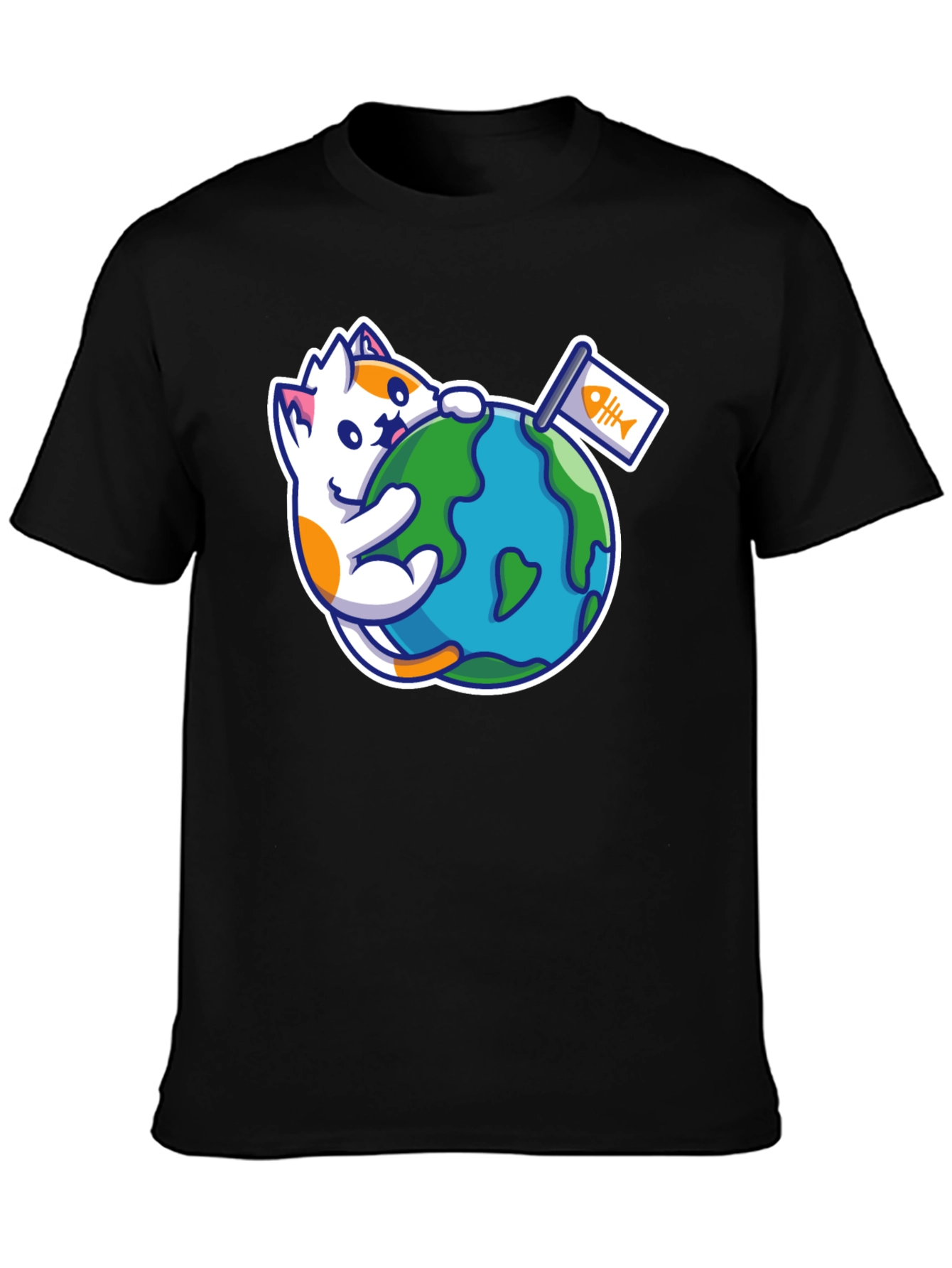 Cute Cat Hugging Earth T-Shirt - Global Purr-tection