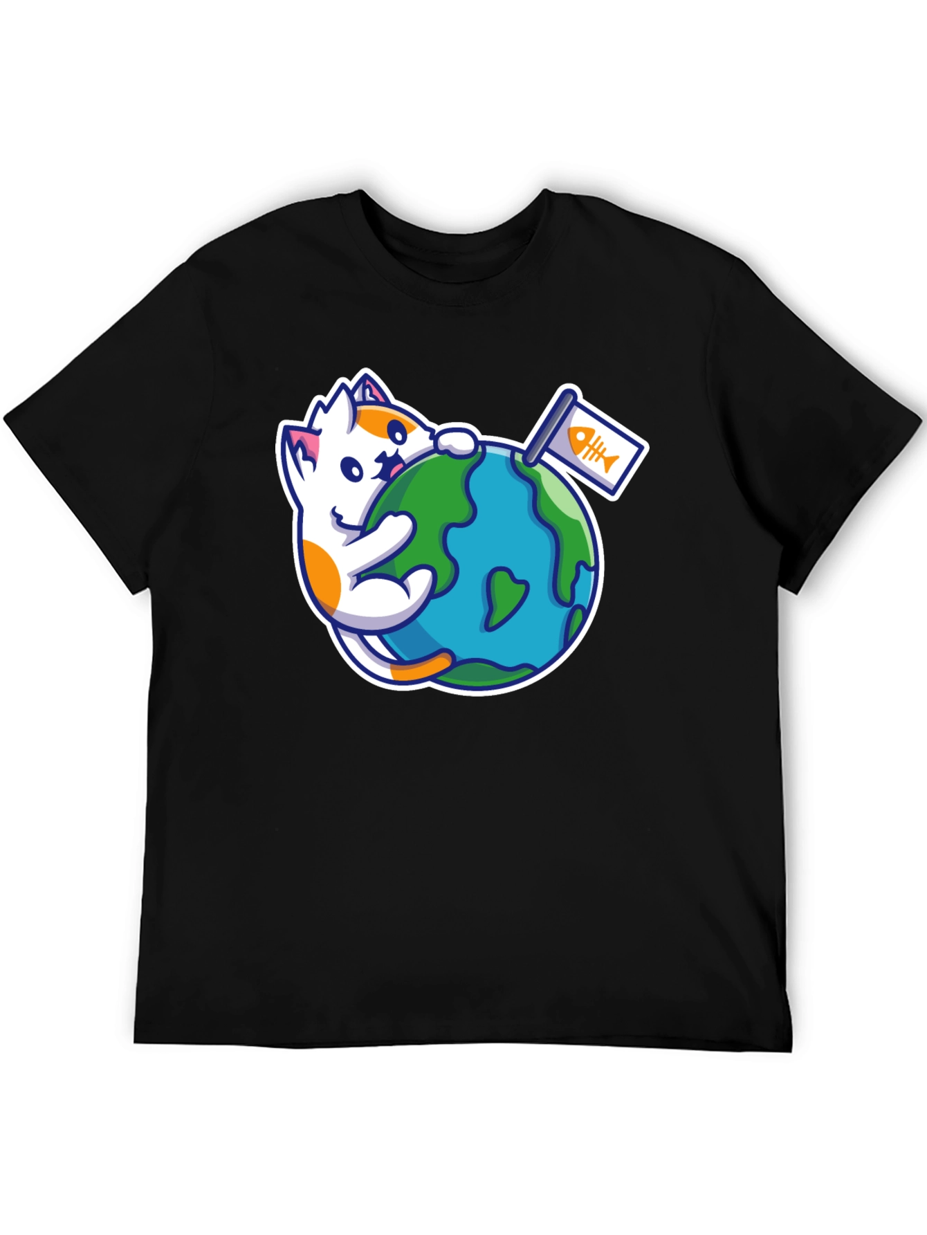 Cute Cat Hugging Earth T-Shirt - Global Purr-tection
