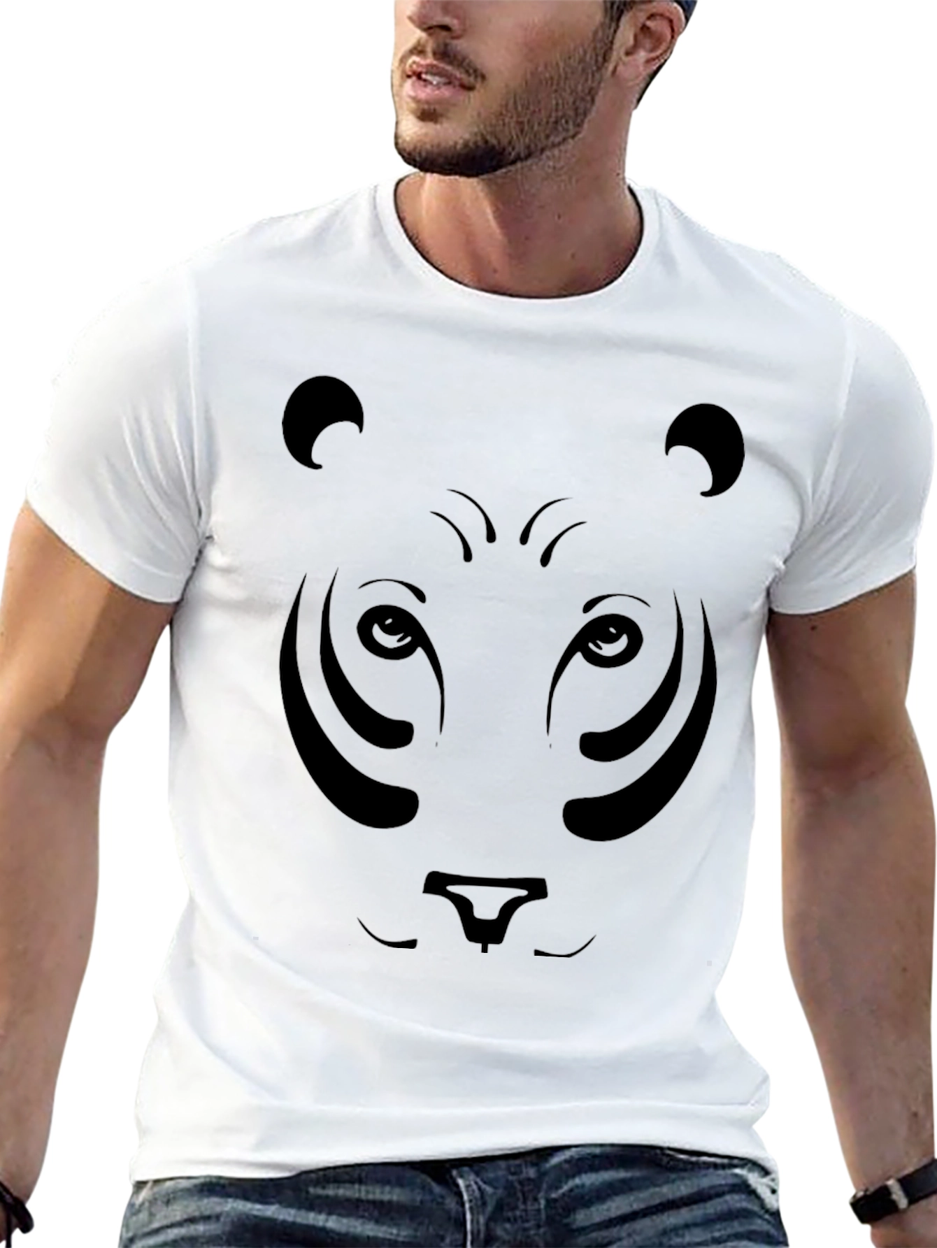 Black Bear Face Graphic T-Shirt