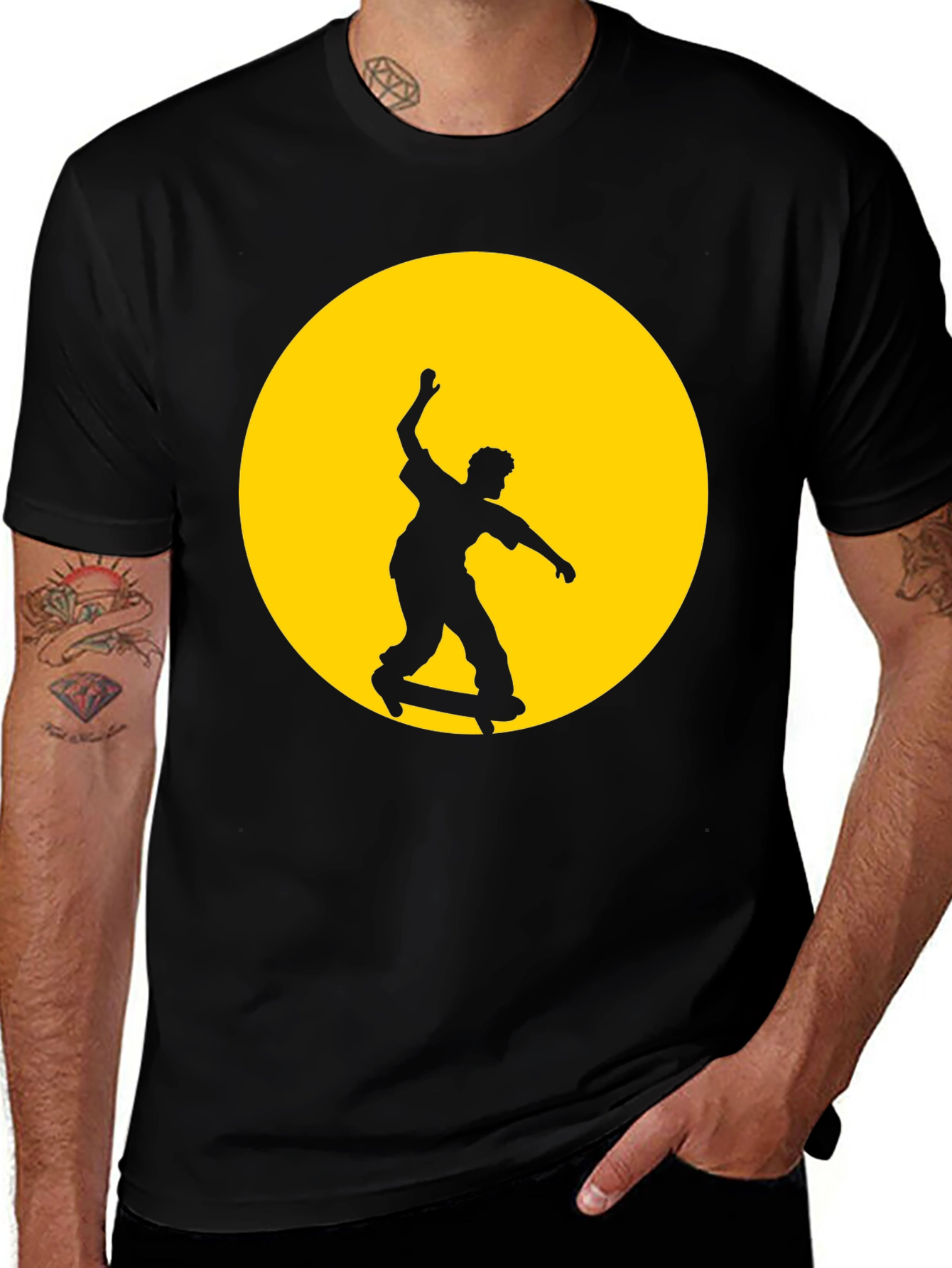 Skateboarder Graphic Tee - Black Cotton Blend