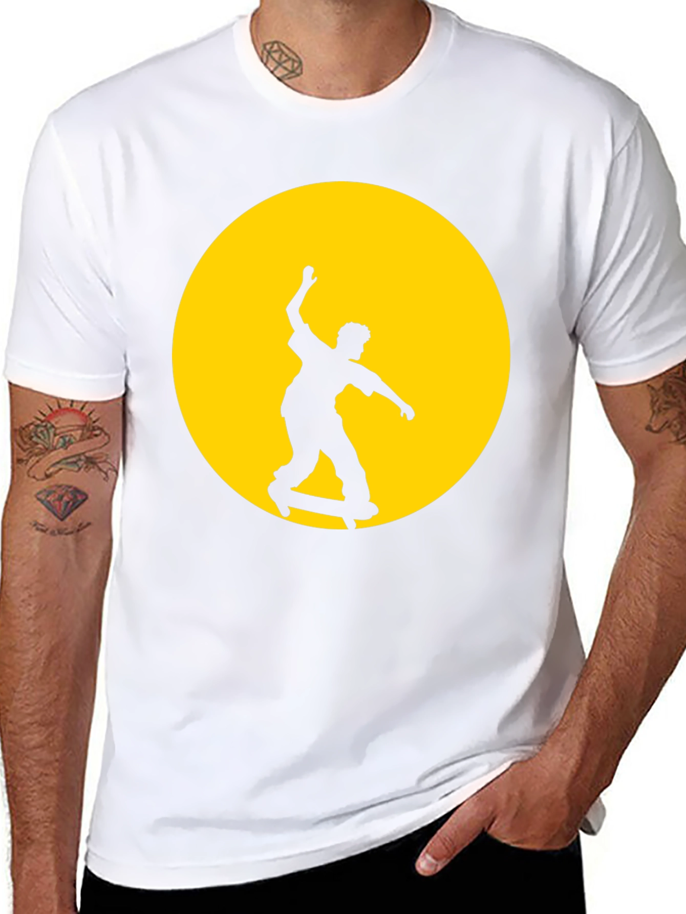 Skateboarder Graphic Tee - Black Cotton Blend