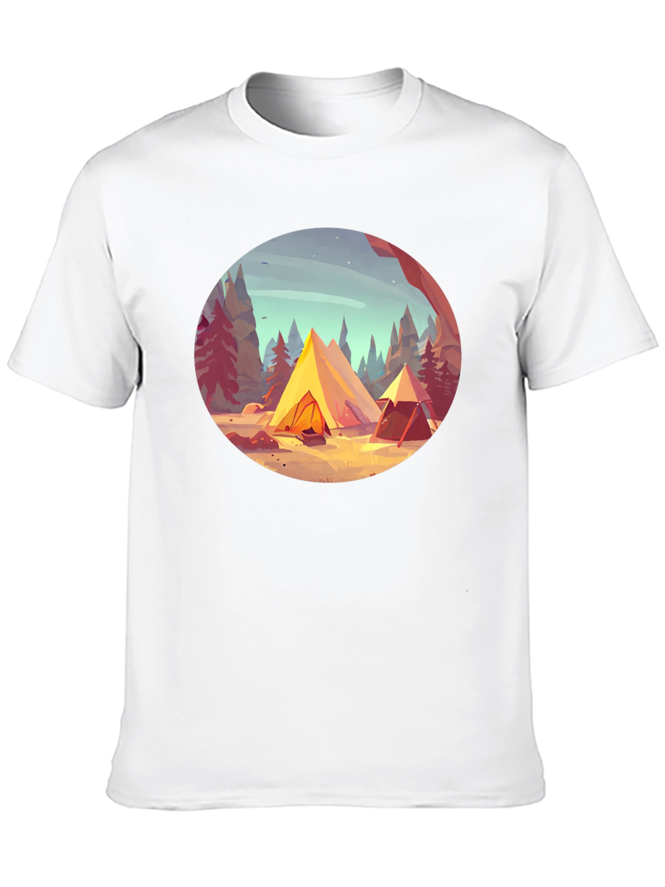 Camping Scene Graphic Tee - Black Unisex T-Shirt