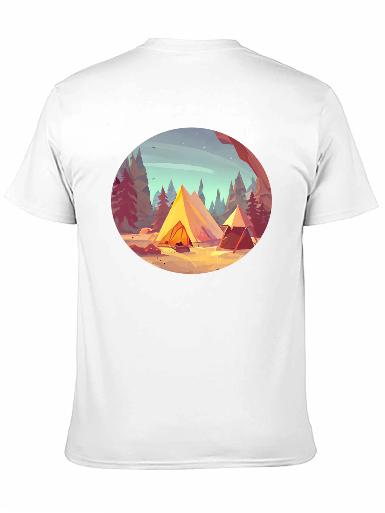 Camping Scene Graphic Tee - Black Unisex T-Shirt
