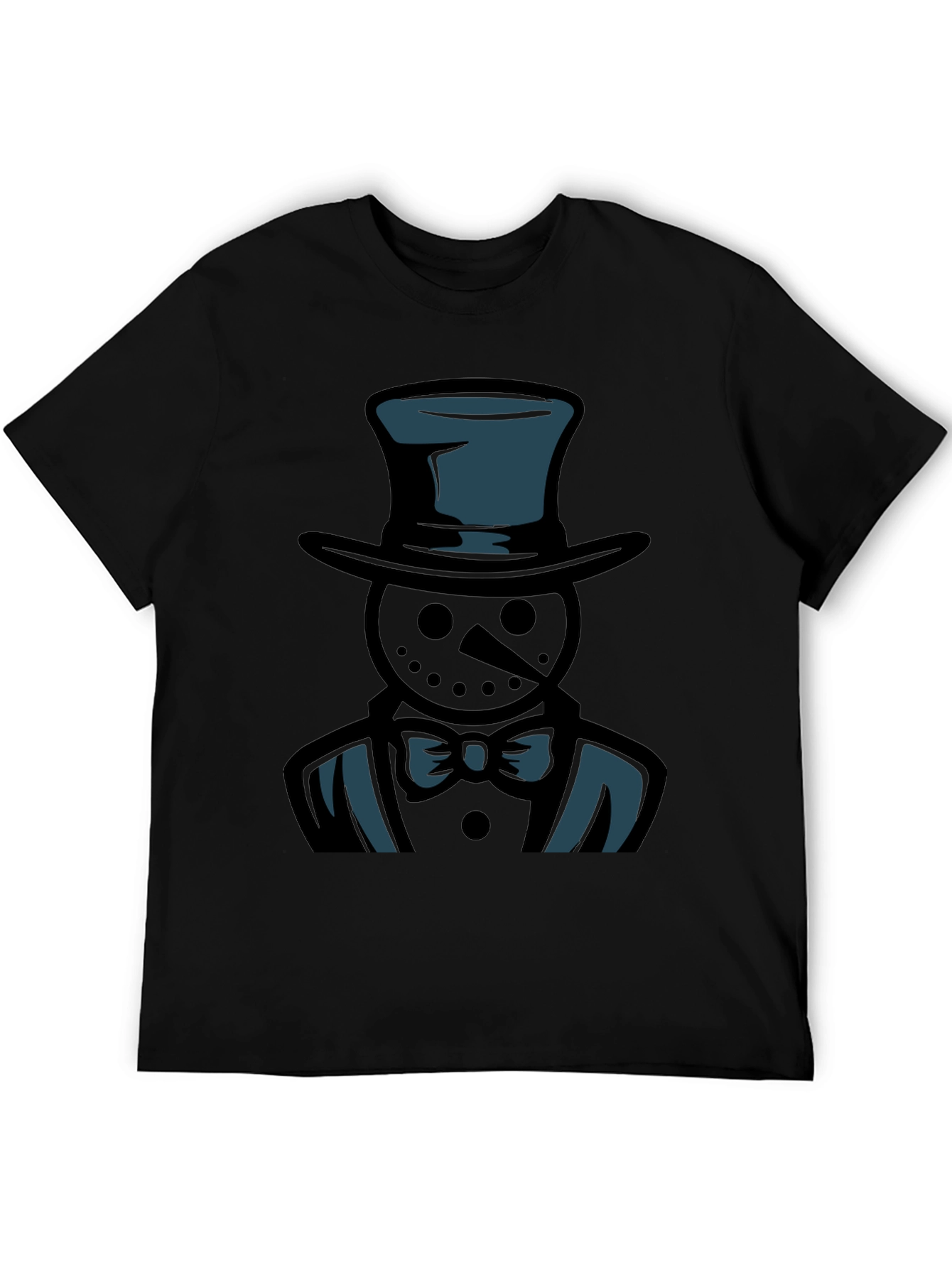 Dapper Snowman Graphic Tee - Black Cotton Blend Shirt