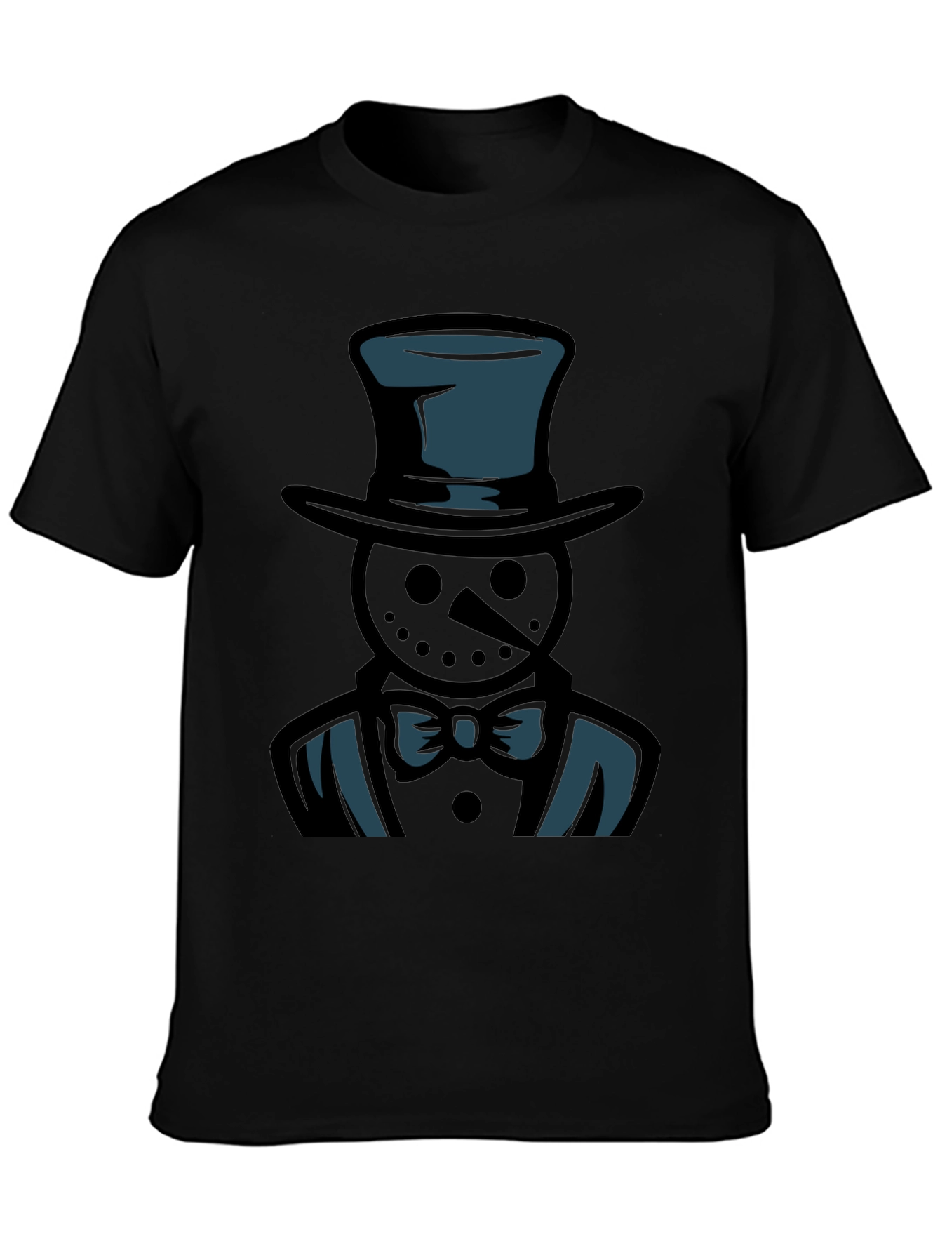 Dapper Snowman Graphic Tee - Black Cotton Blend Shirt