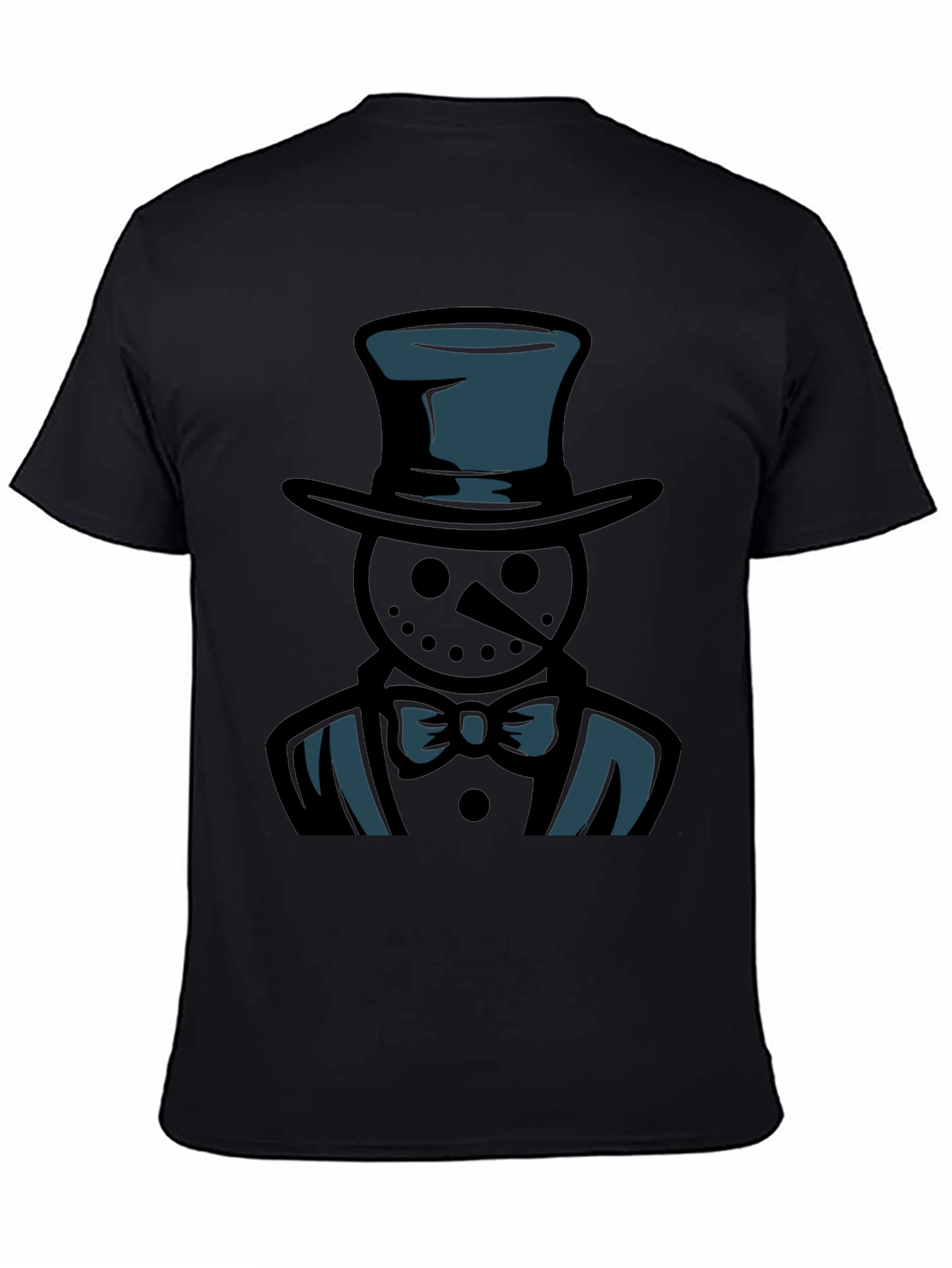 Dapper Snowman Graphic Tee - Black Cotton Blend Shirt