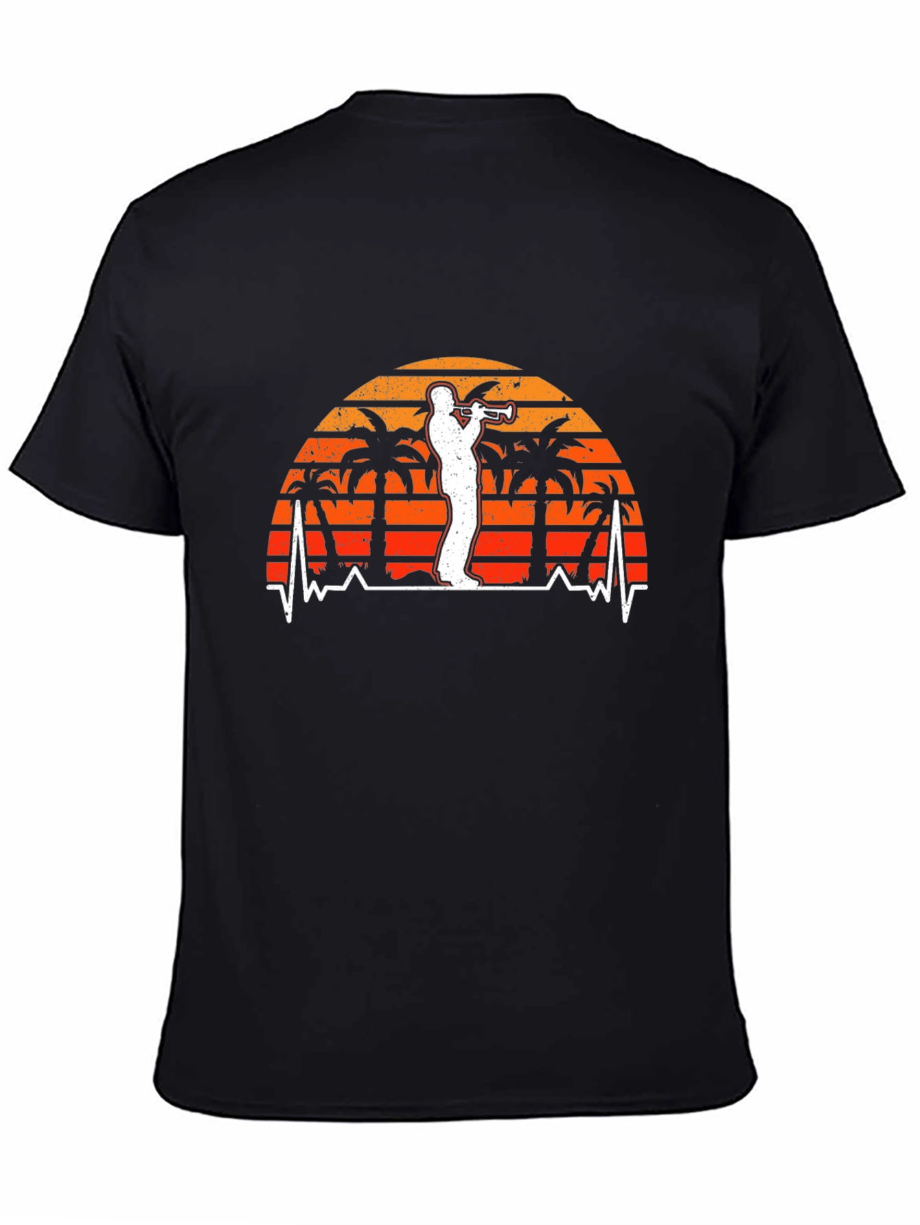 Retro Trumpet Player Tee - Palm Sunset Vibe