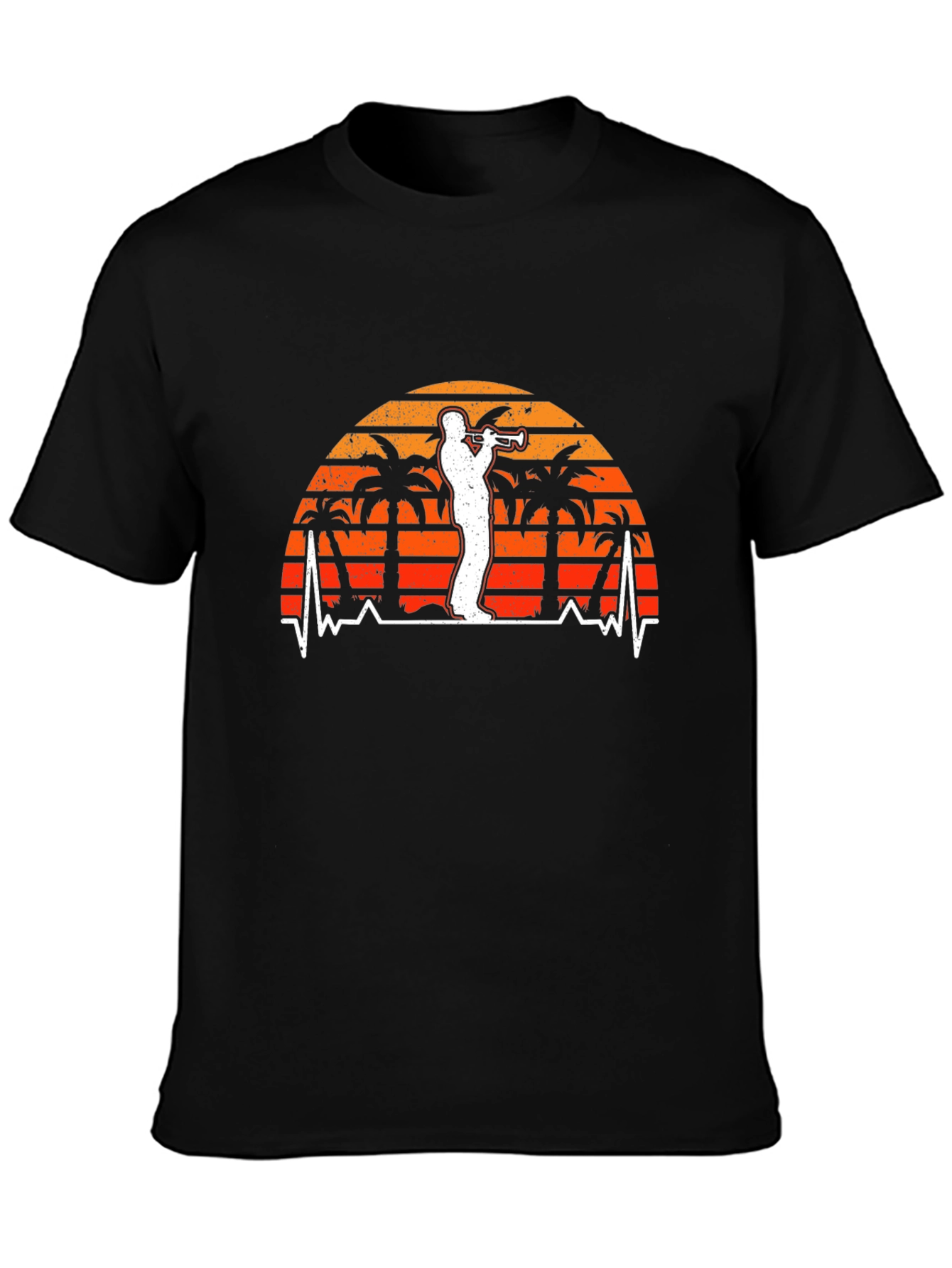 Retro Trumpet Player Tee - Palm Sunset Vibe